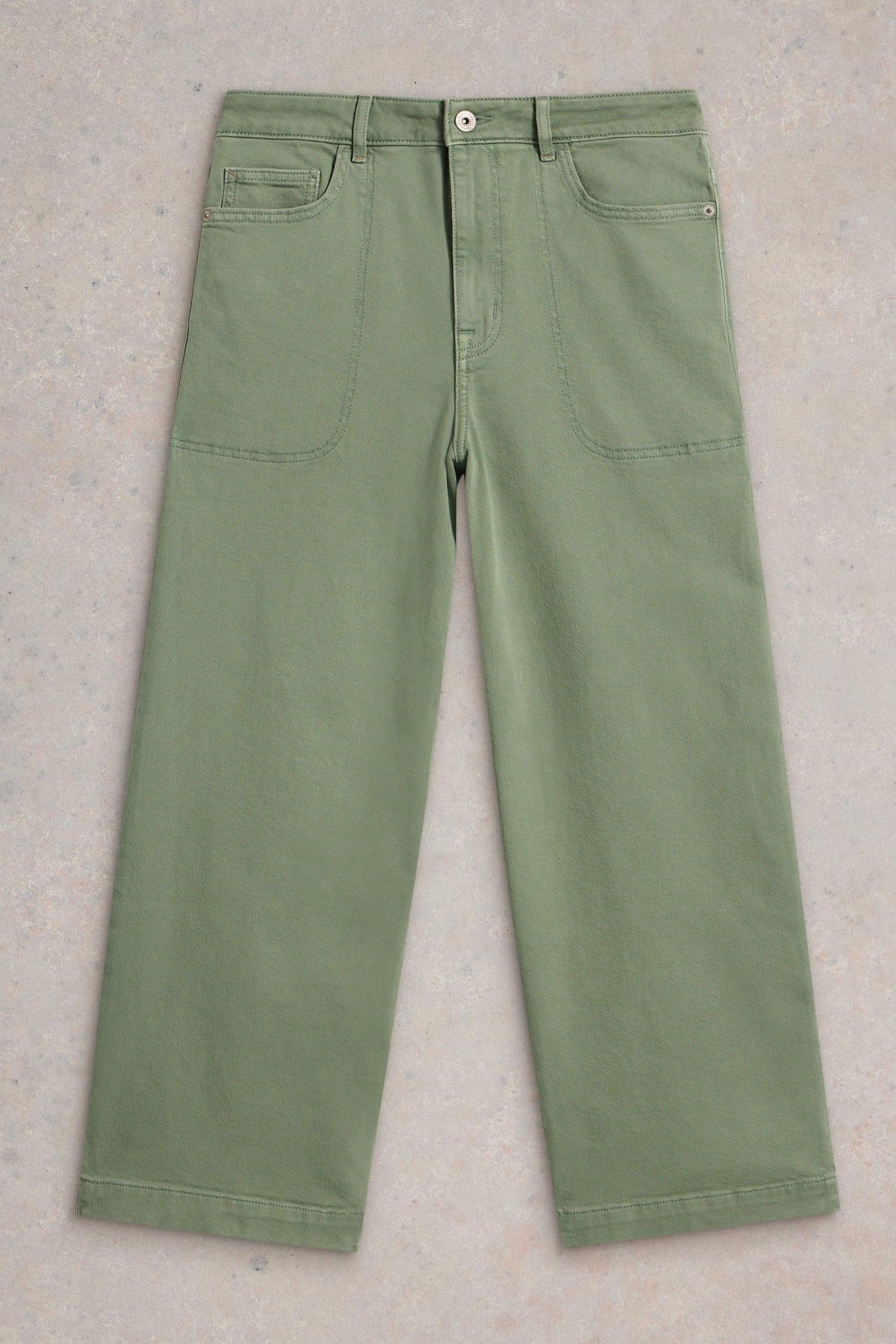 TIA WIDE LEG CROP JEAN MID GREEN 3