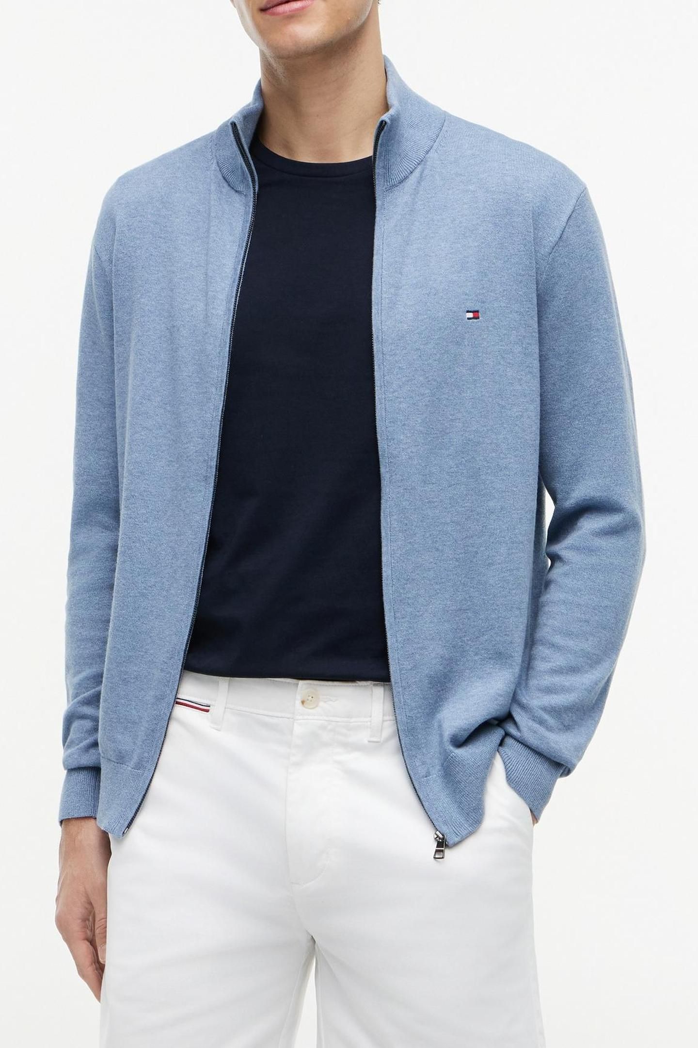 ESSENTIAL COTTON ZIP BRISK BLUE HEATHER 2
