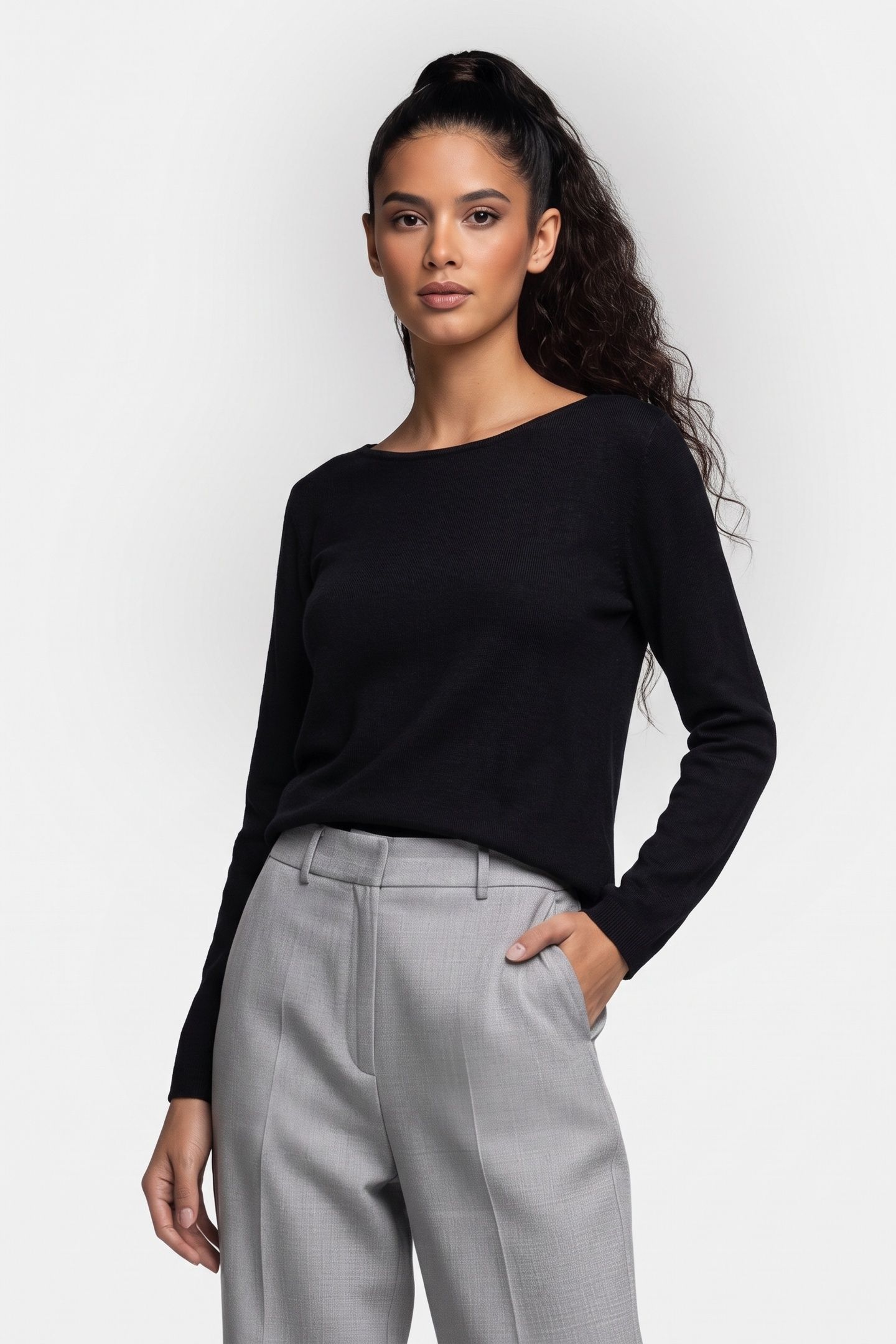 BOAT NECK SEAMLESS BLACK 1