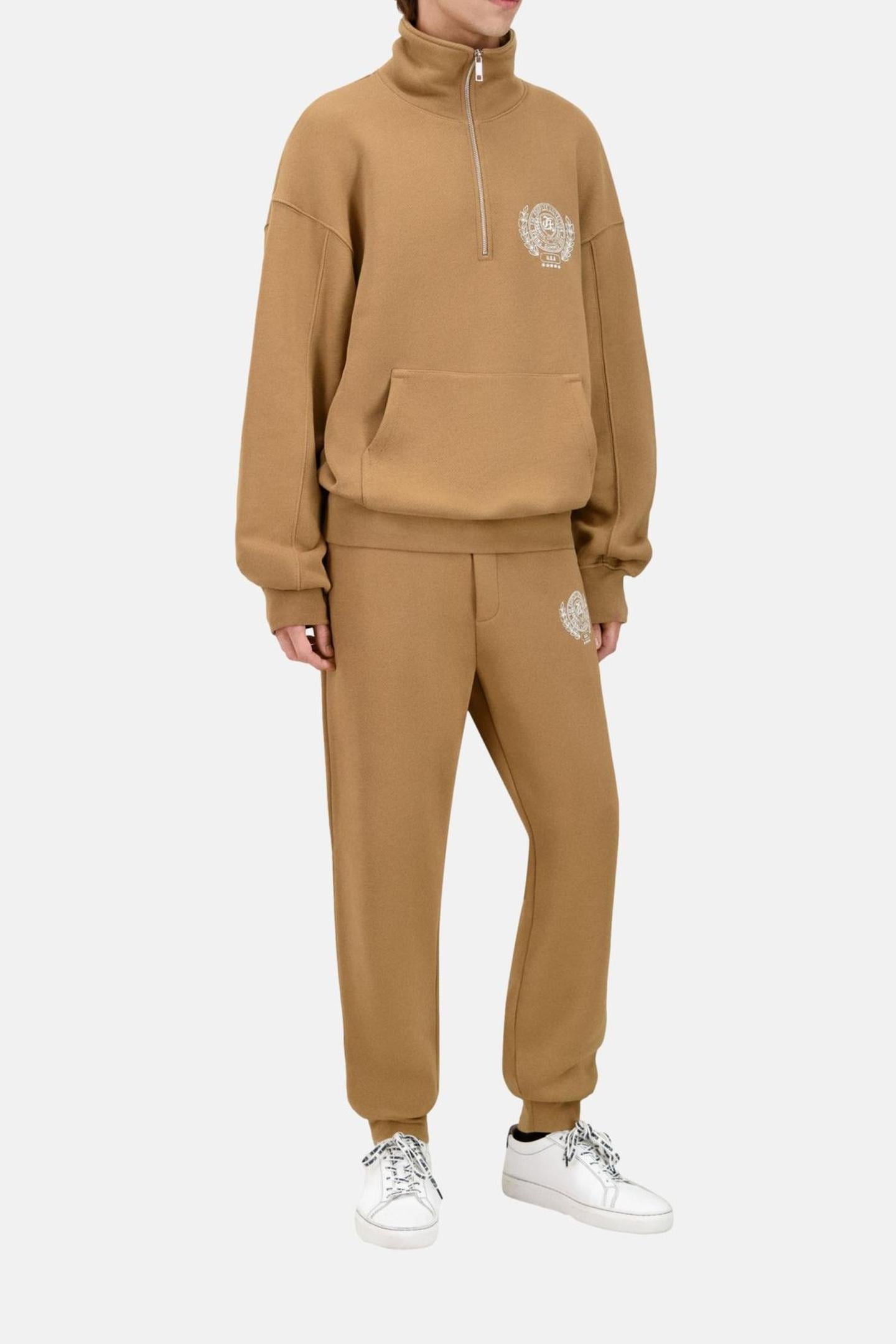 SWEATSHIRT A COL ZIPPE LIGHT BROWN 3