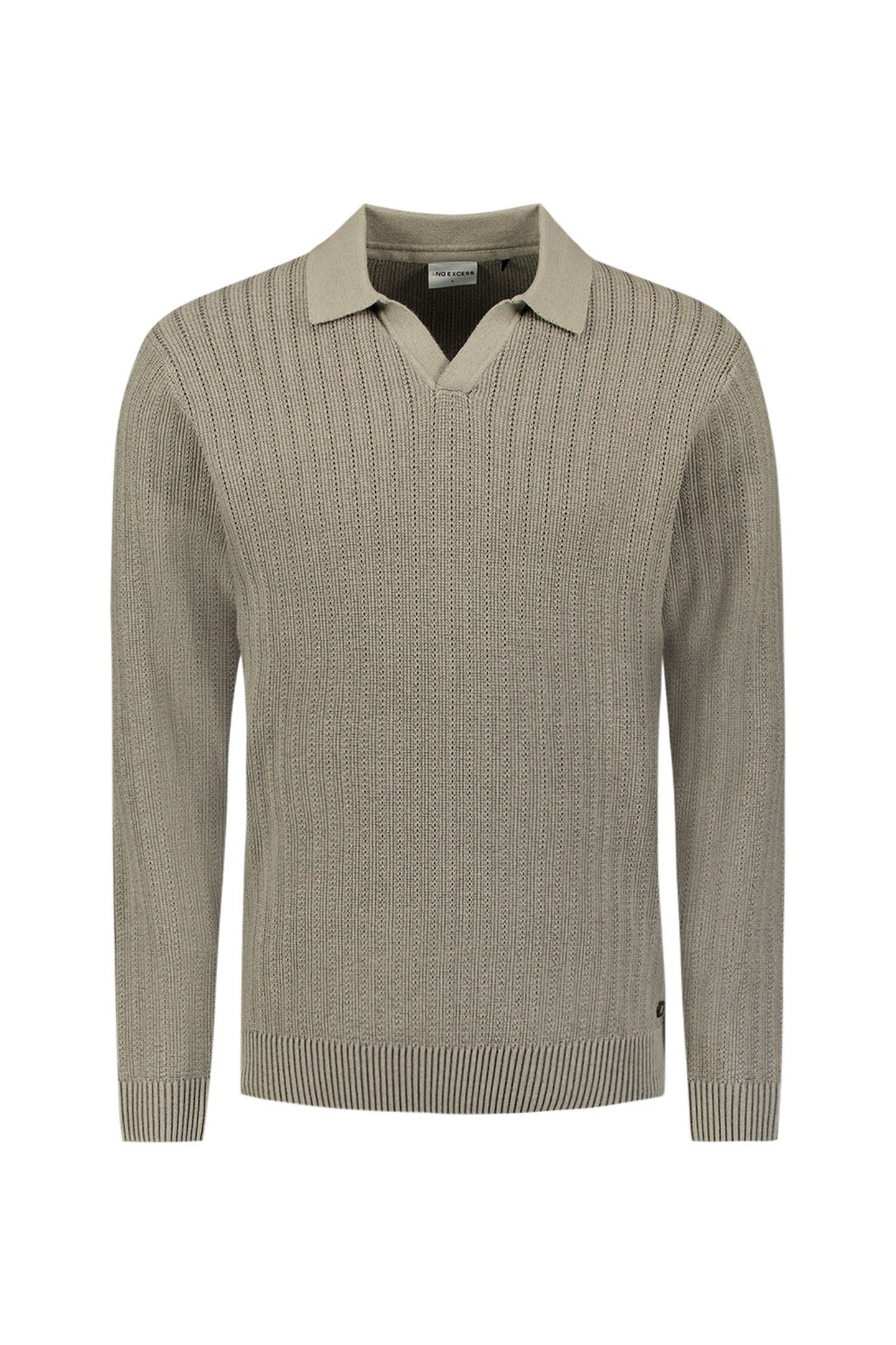 PULLOVER OPEN POLO COLLAR RELIEF KNIT CLAY 1
