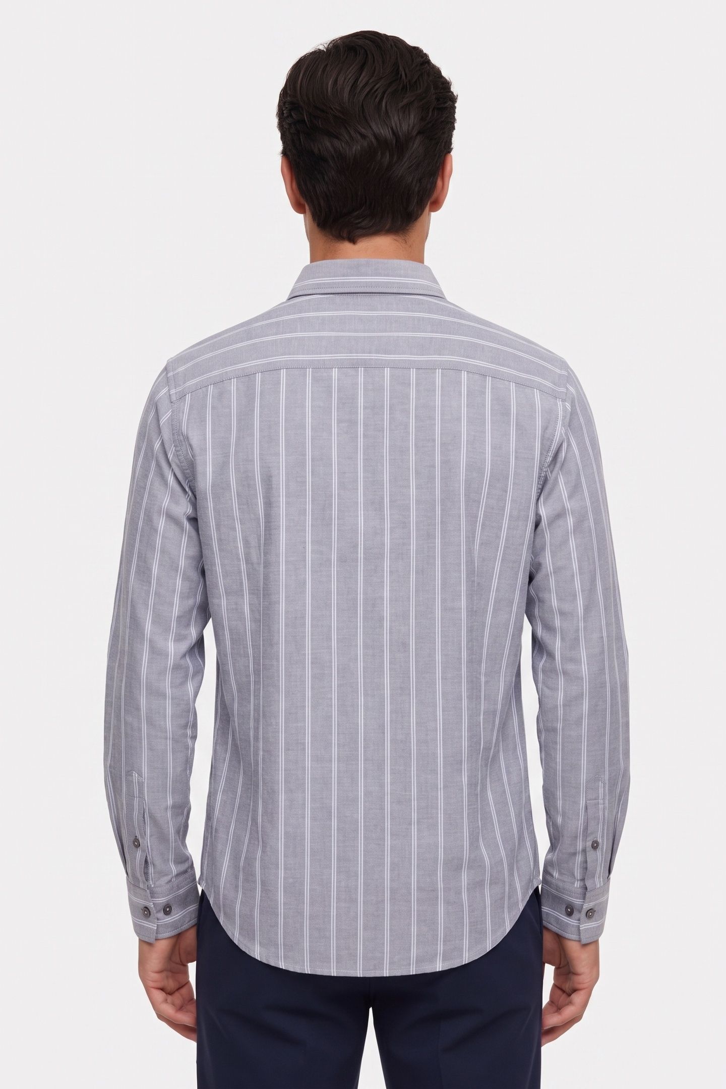 LS STRIPE OXFORD SHIRT HARLEM NIGHT BLUE 2