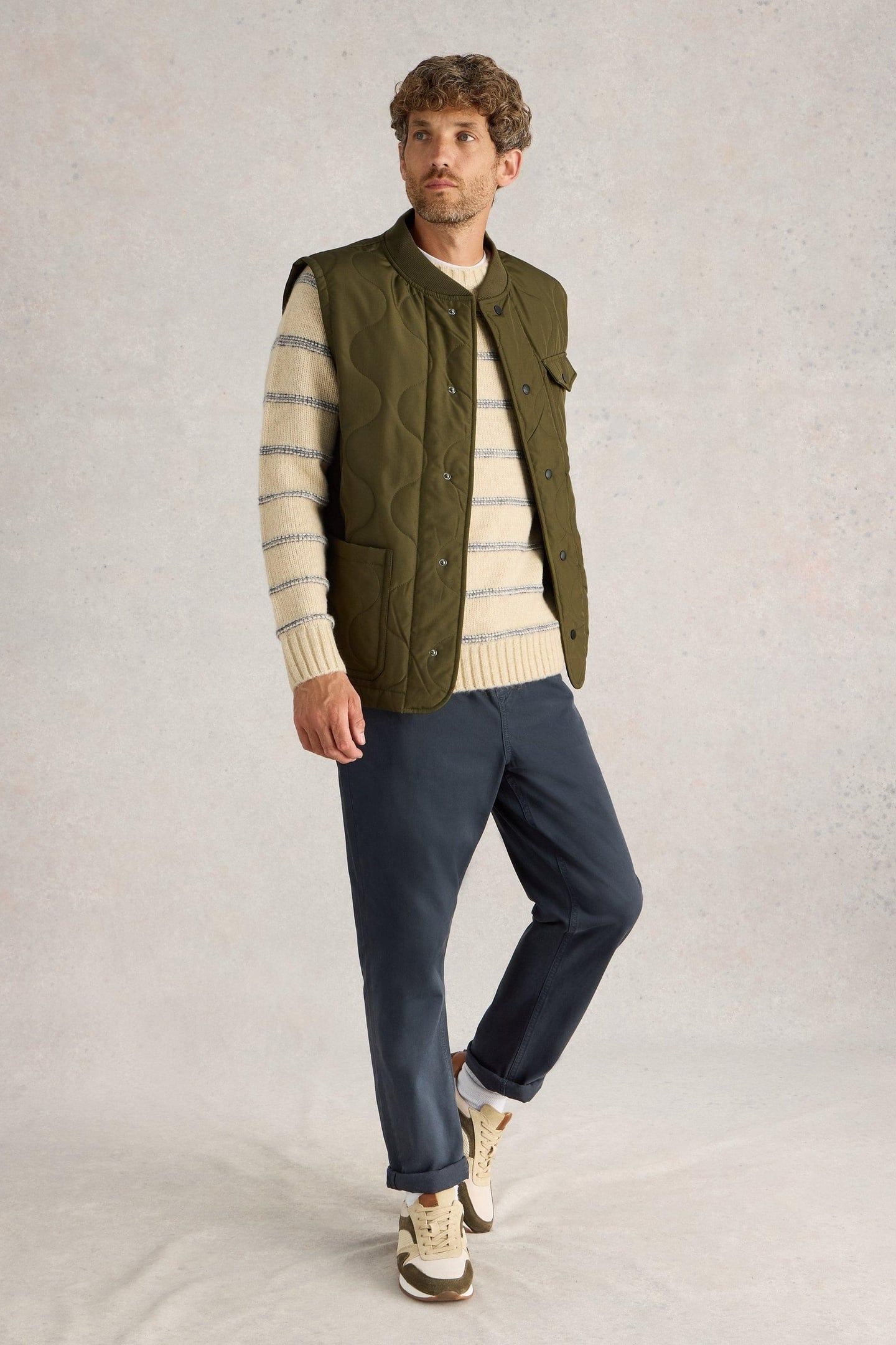 TENBY QUILTED GILET KHAKI GREEN 2