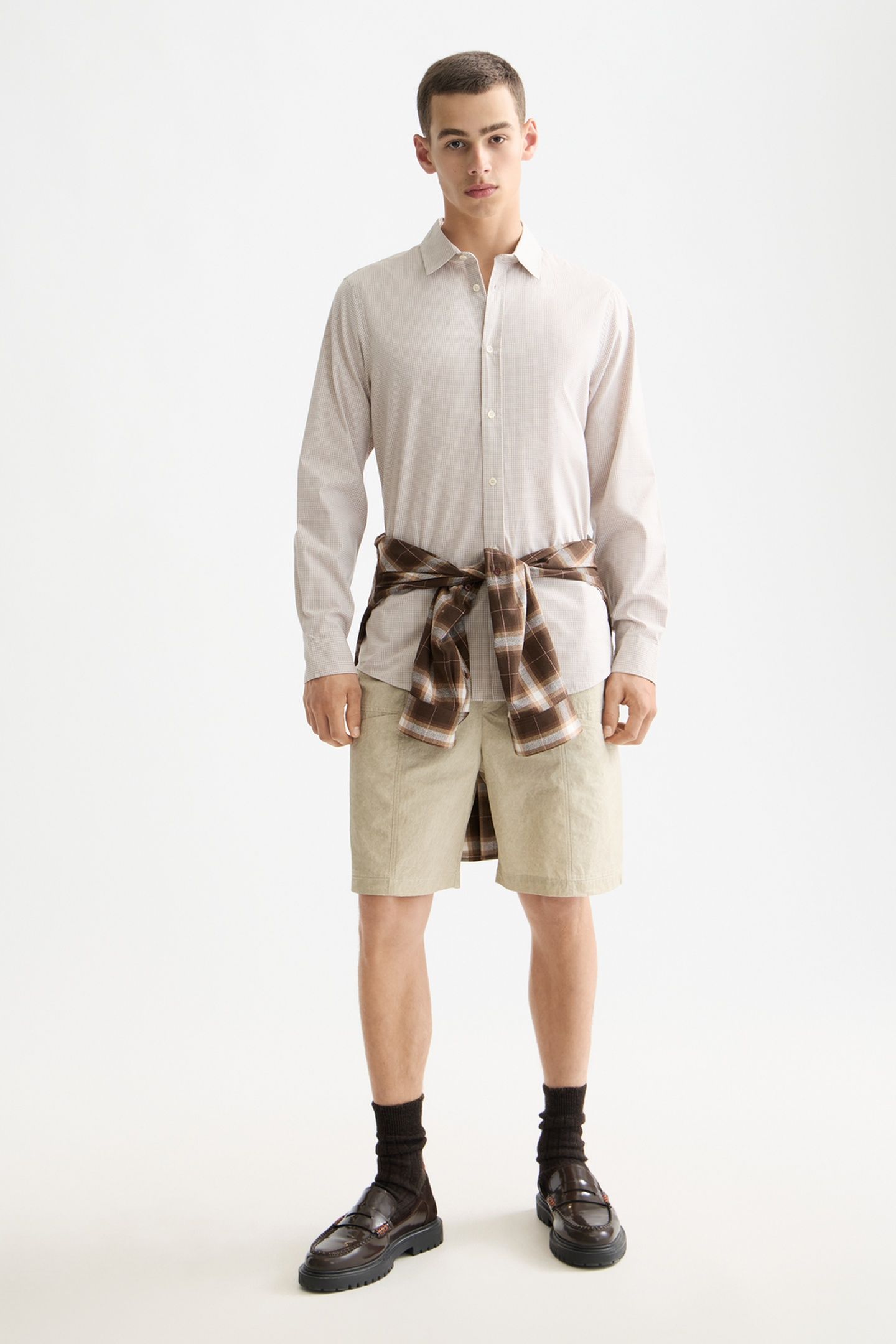 MICRO-CHECK POPLIN SHIRT PLAZA TAUPE MICRO CHECK 2