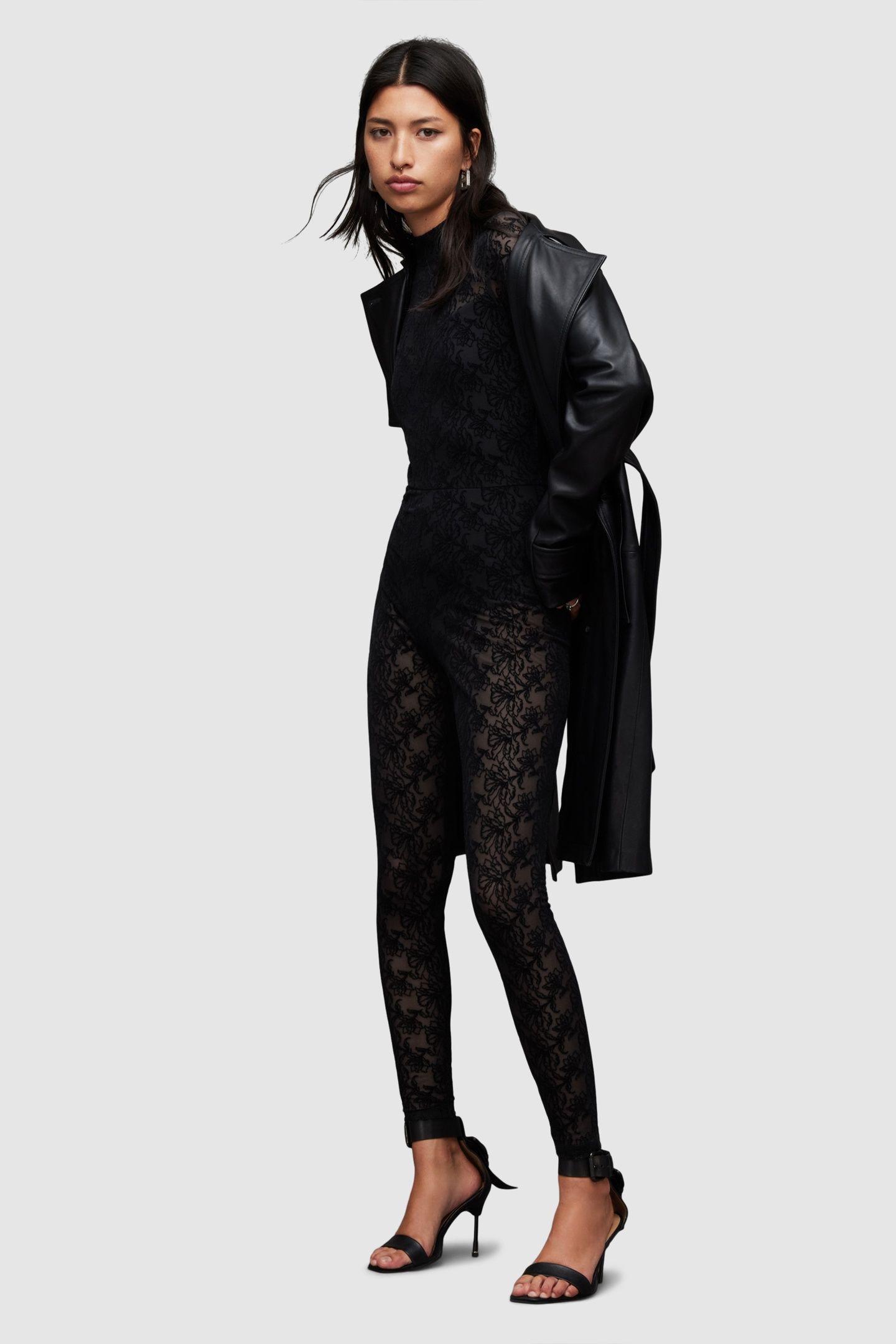 FLOCKED CATSUIT BLACK 2