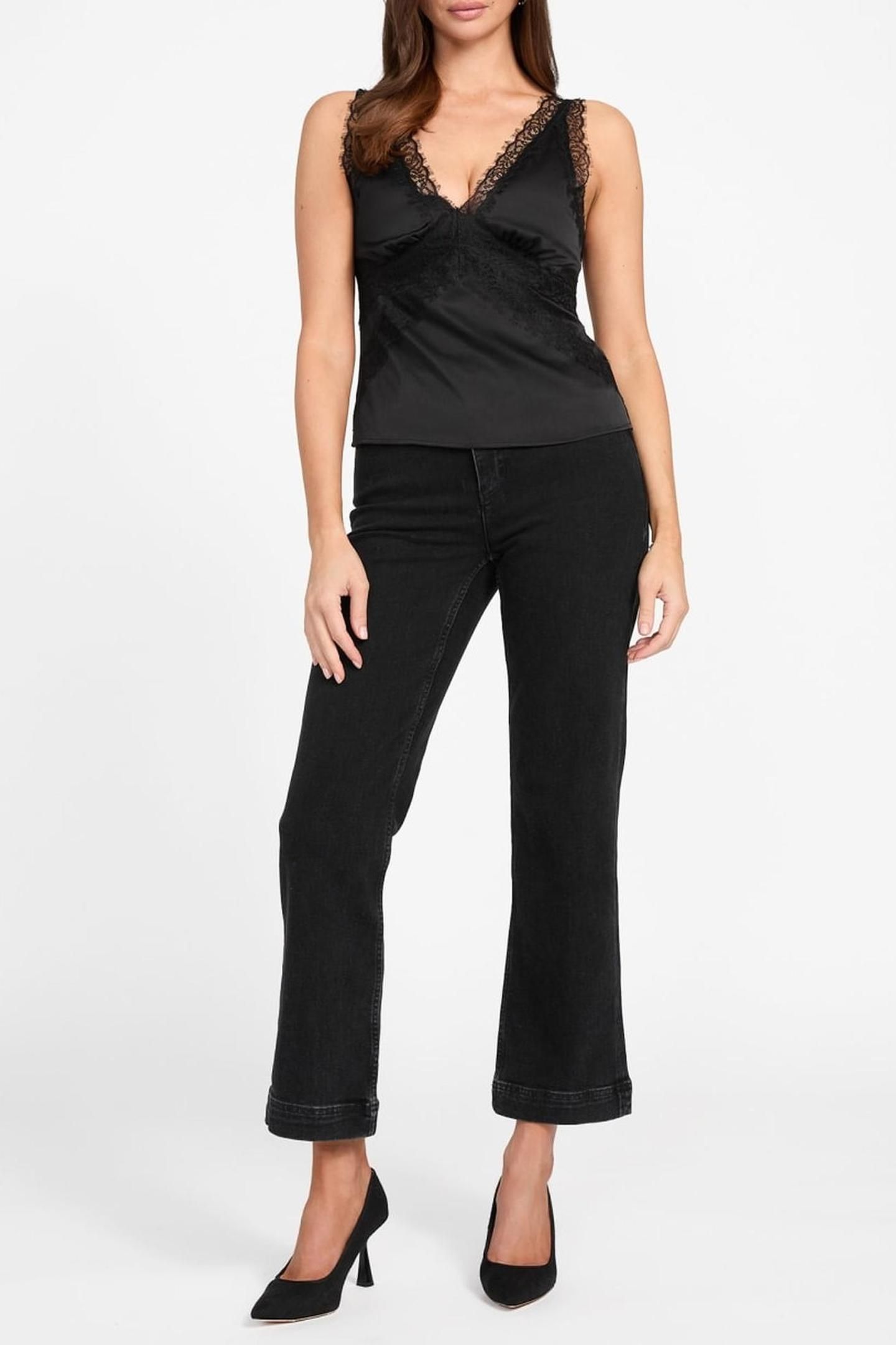 JAEL V NECK SL CAMI JET BLACK A996 1