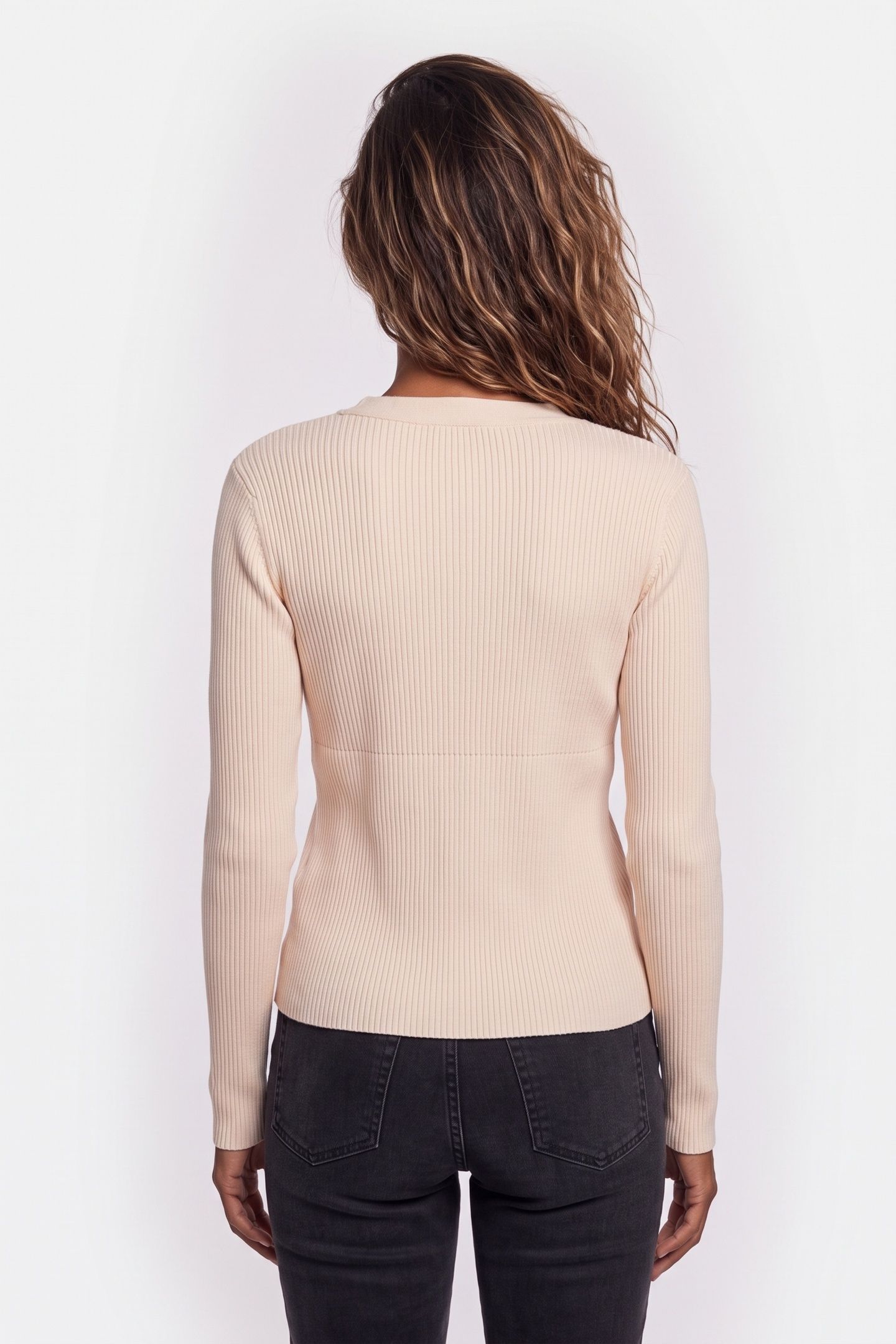 LONG SLEEVE CARDIGAN WITH TANK RIB SET MOTHER OF PEARL 2