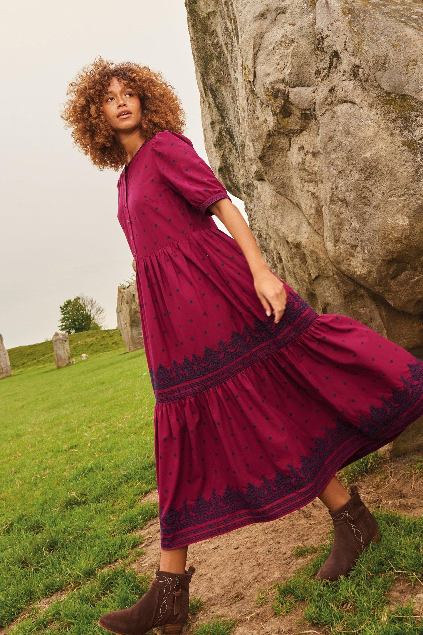 POLLY EMBROIDERED DRESS RED MULTI 8