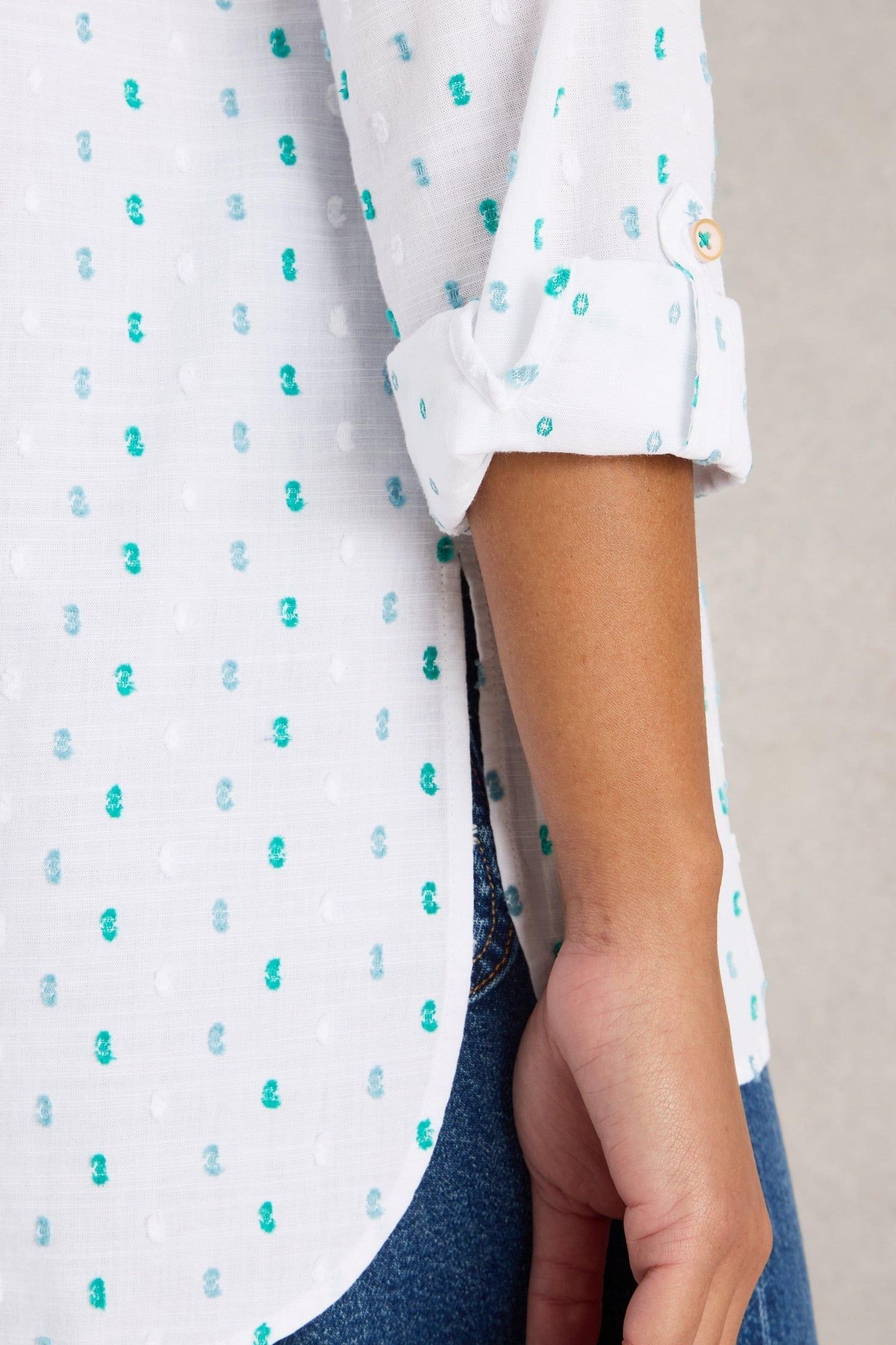 SOPHIE LONGLINE COTTON SHIRT IVORY MULTI 6