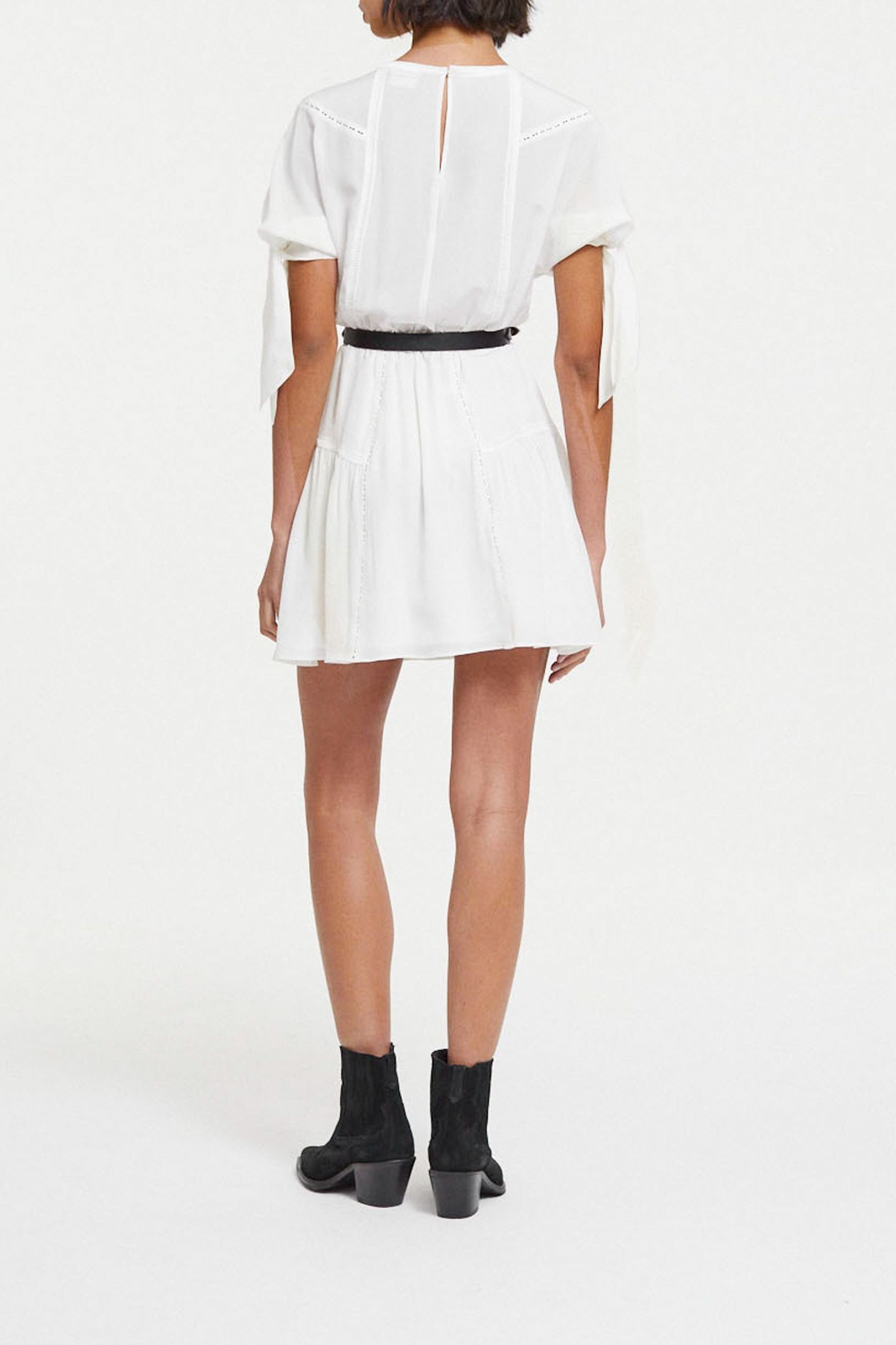 SHORT DRESS WITH SHORT-SLEEVED BRAIDS OFF WHITE 3