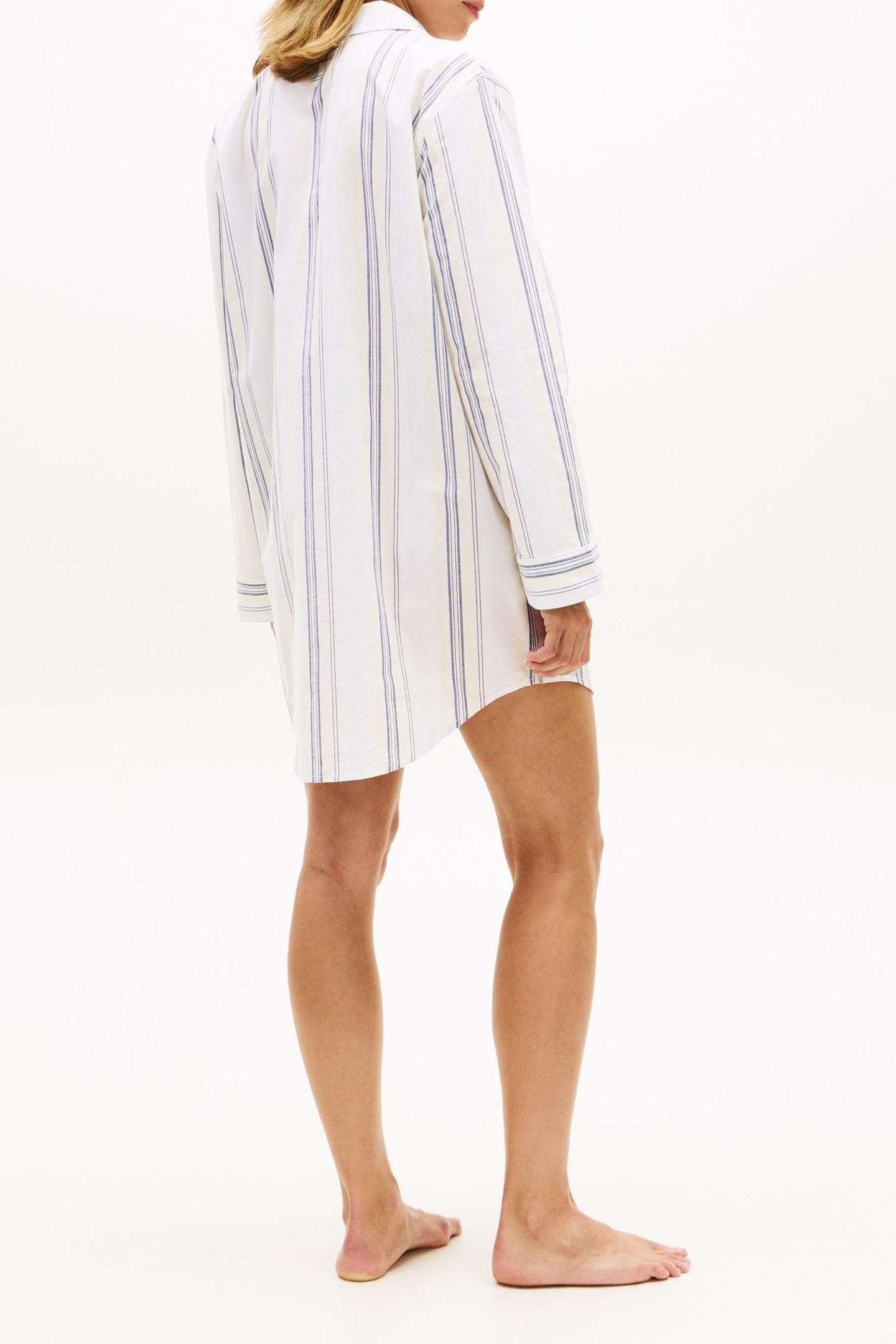 LS POPLIN NIGHTDRESS KEEPSAKE BLUE MULTI STRIPE 3