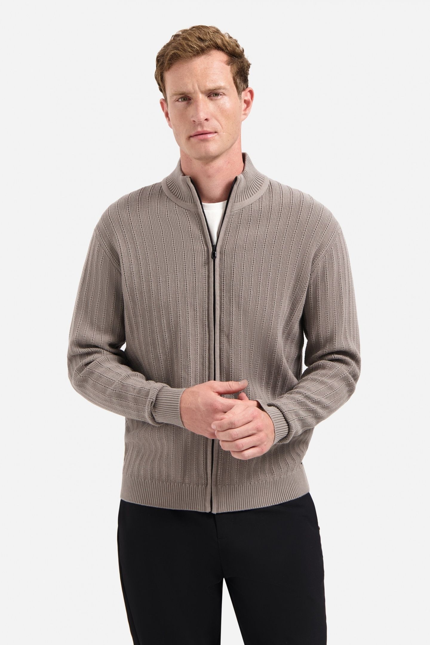 CARDIGAN FULL ZIP RELIEF CLAY 1
