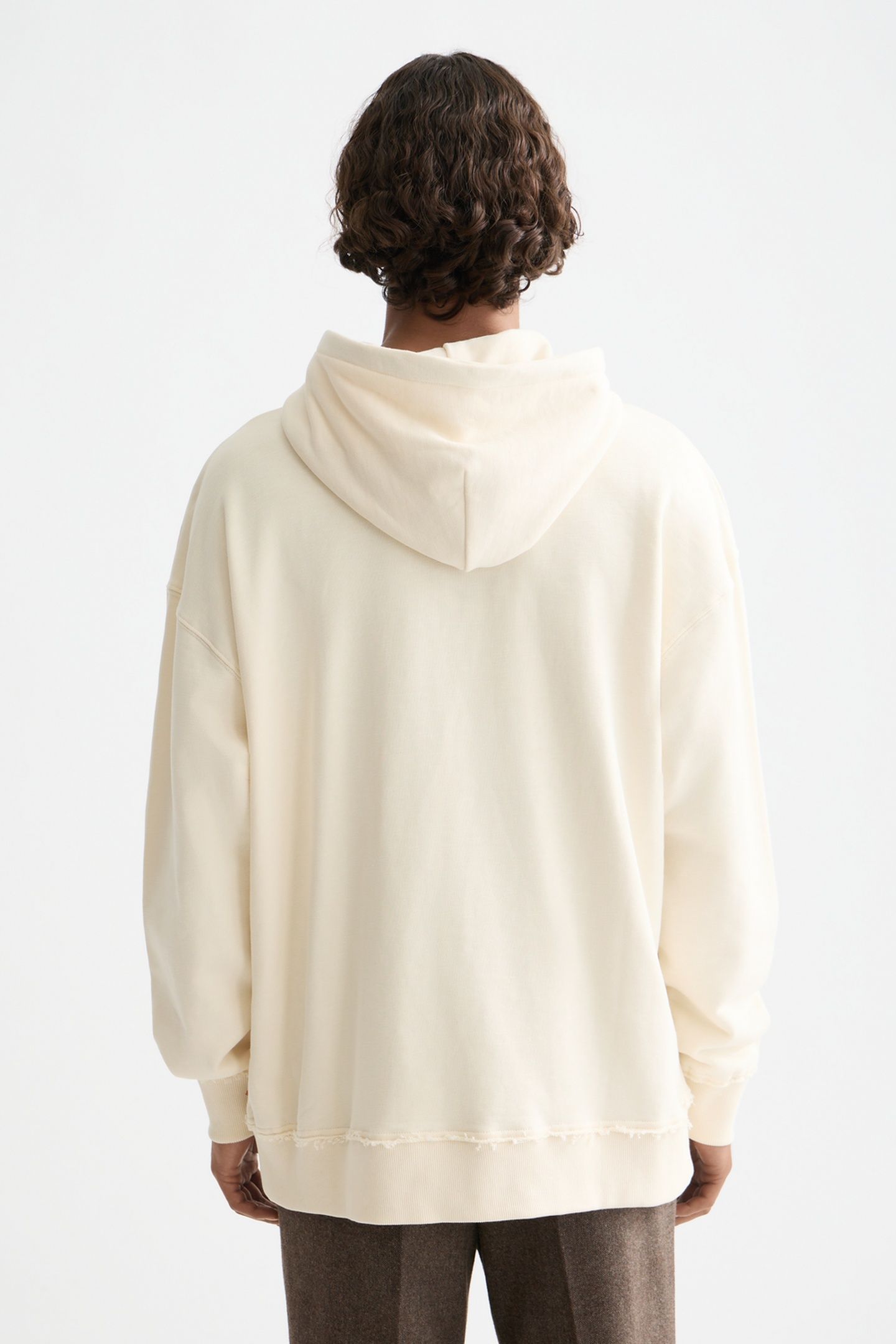 LOOSE FIT EMBROIDERED ARTWORK HOODIE EGGNOG 3