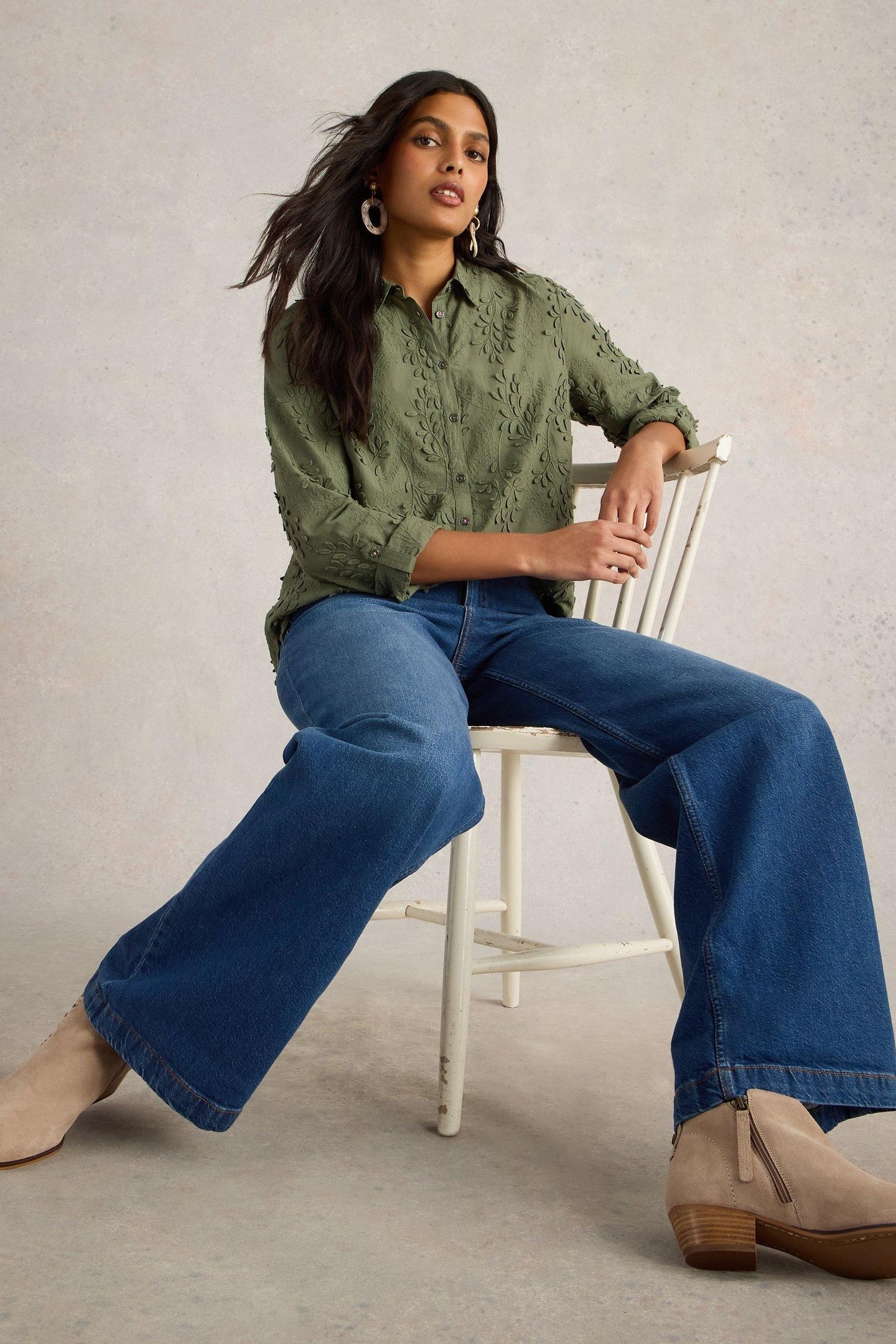 SOPHIE EMBROIDERED SHIRT DUSTY GREEN 7