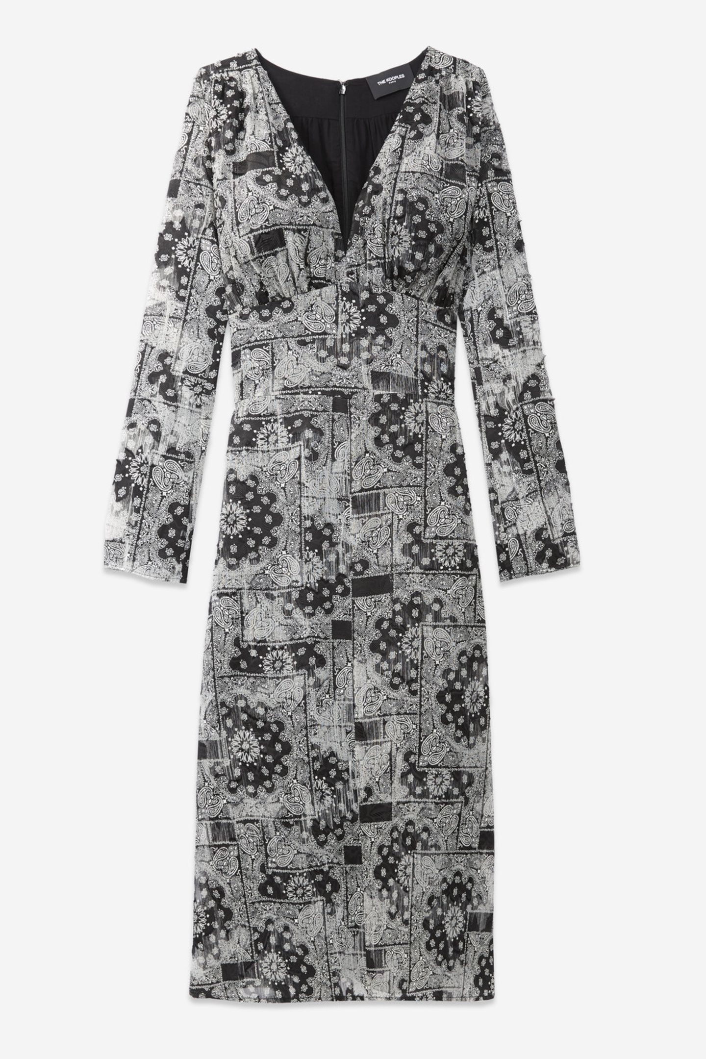 LONG DRESS WITH A FITTED WAIST AND LONG SLEEVES BLACK 3