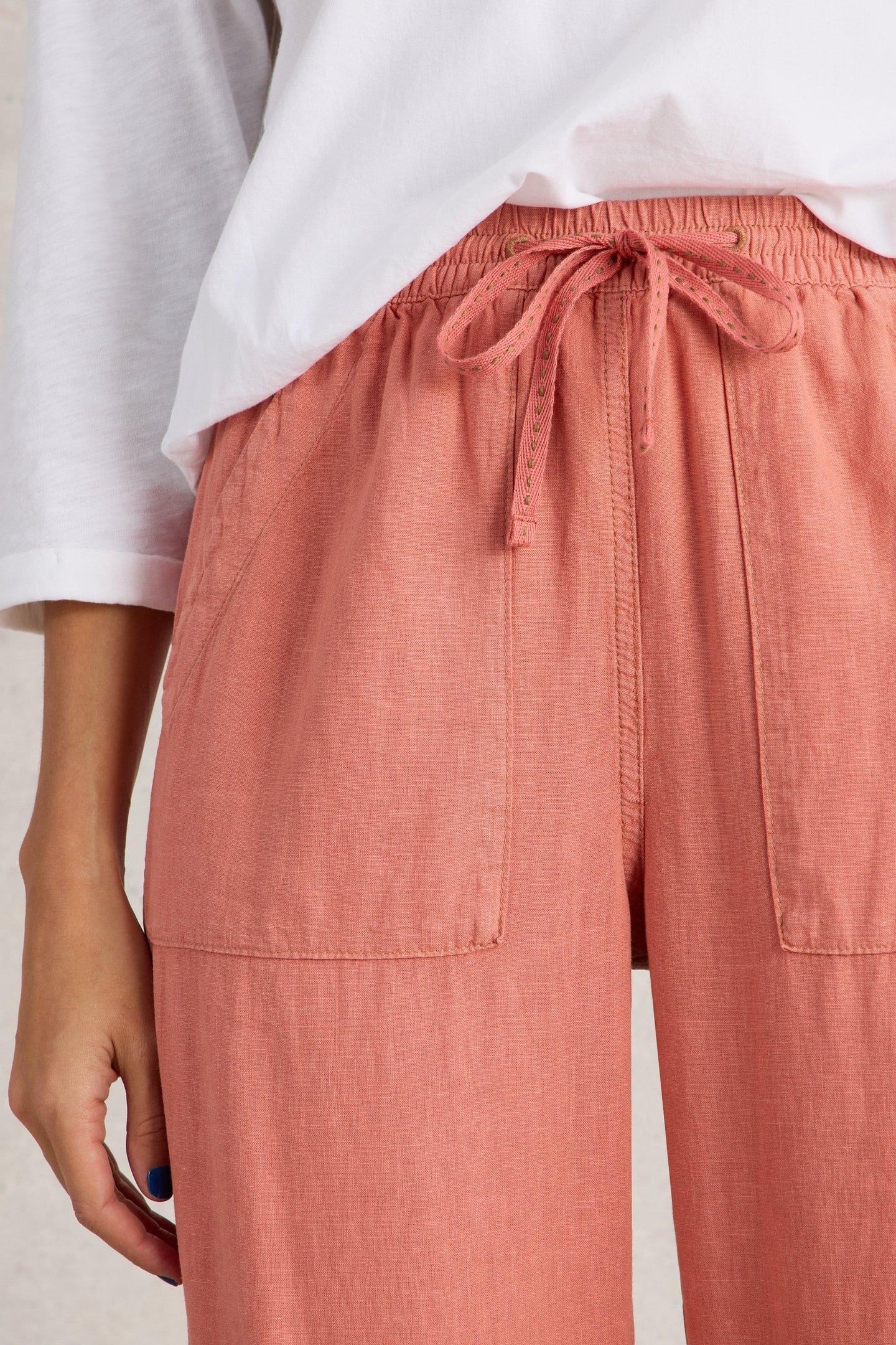 ELLE LINEN BLEND TROUSER MID RED 4