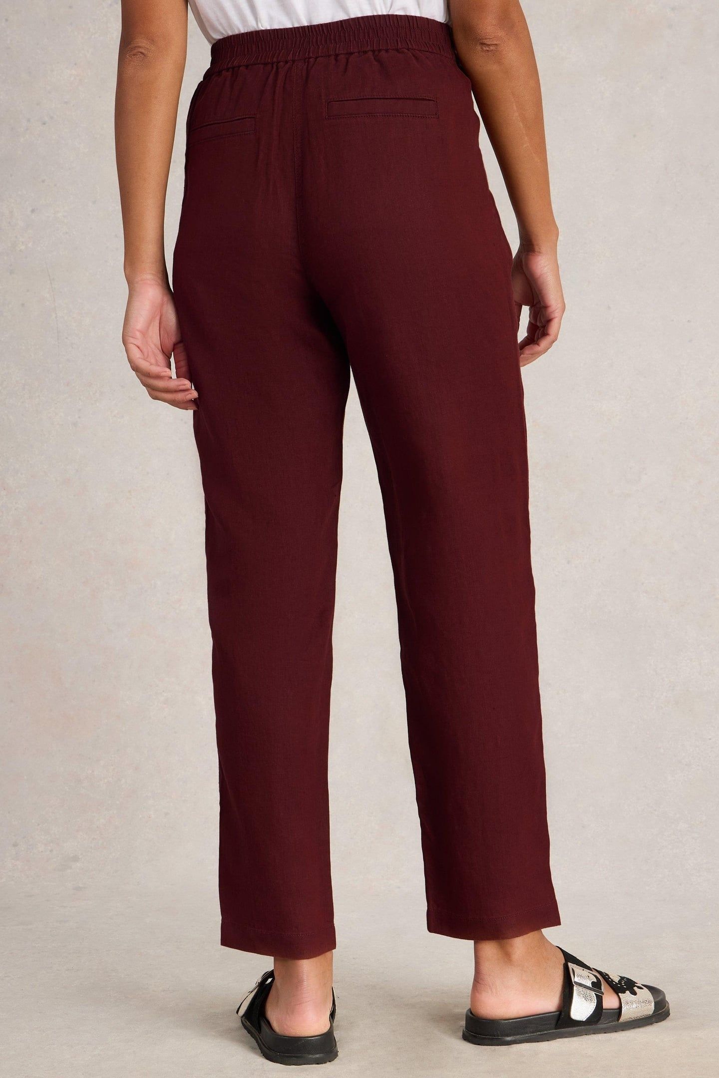 ROWENA LINEN TROUSER DARK RED 3
