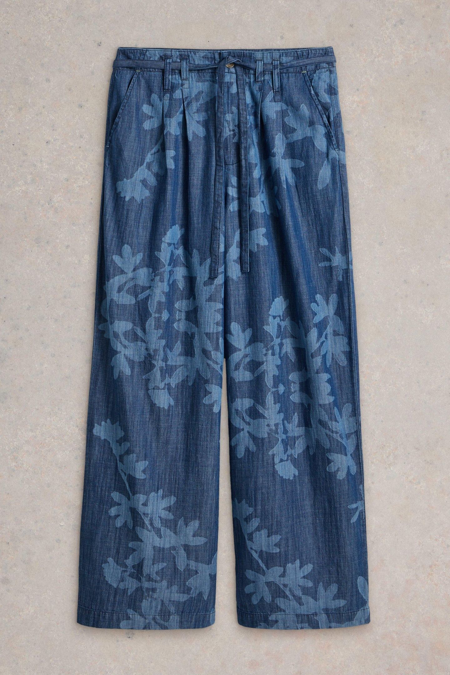 FARAH DENIM WIDE LEG TROUSER DENIM PRINT 4