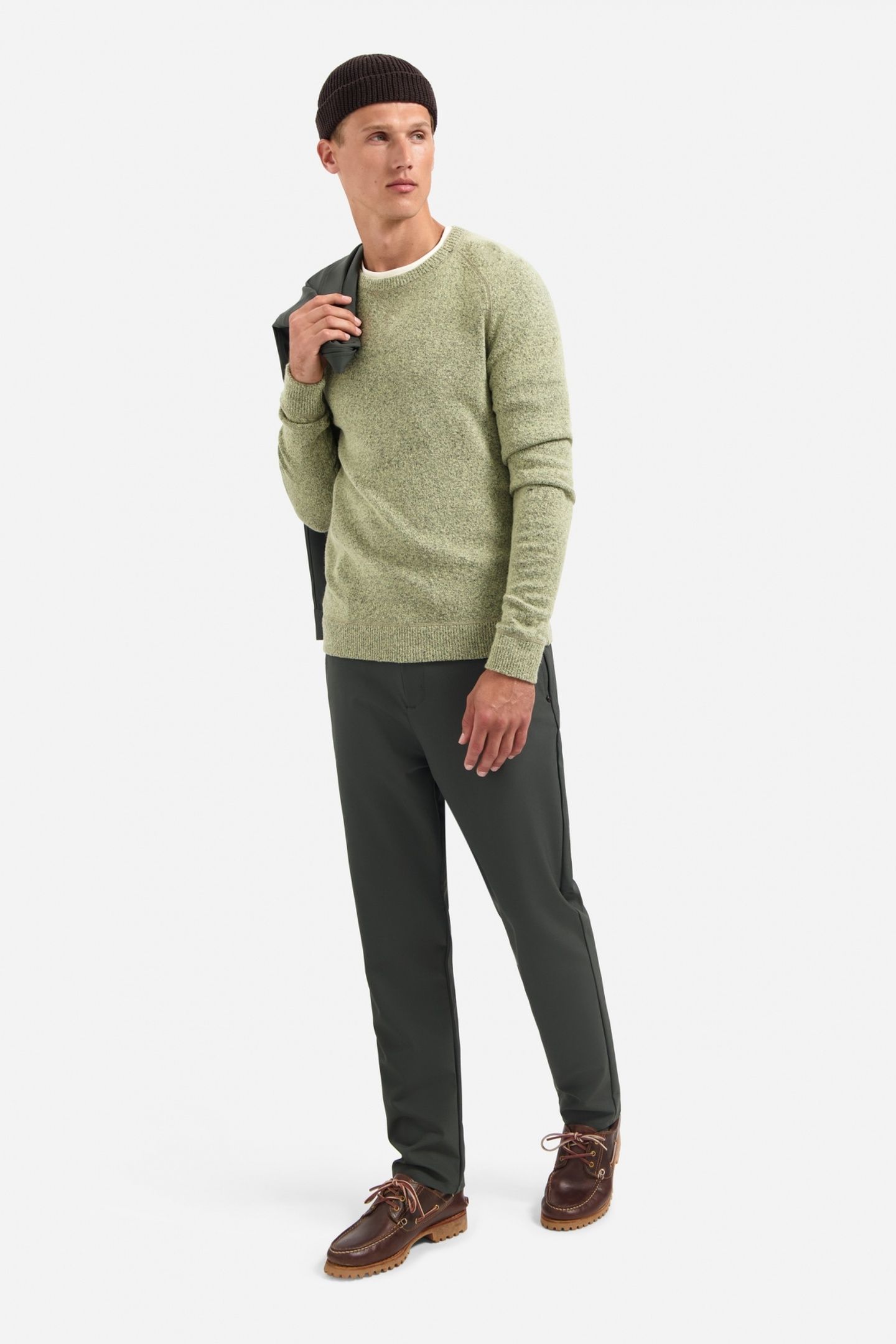 PULLOVER CREWNECK SOFT WOOL BLEND LIGHT MOSS 2