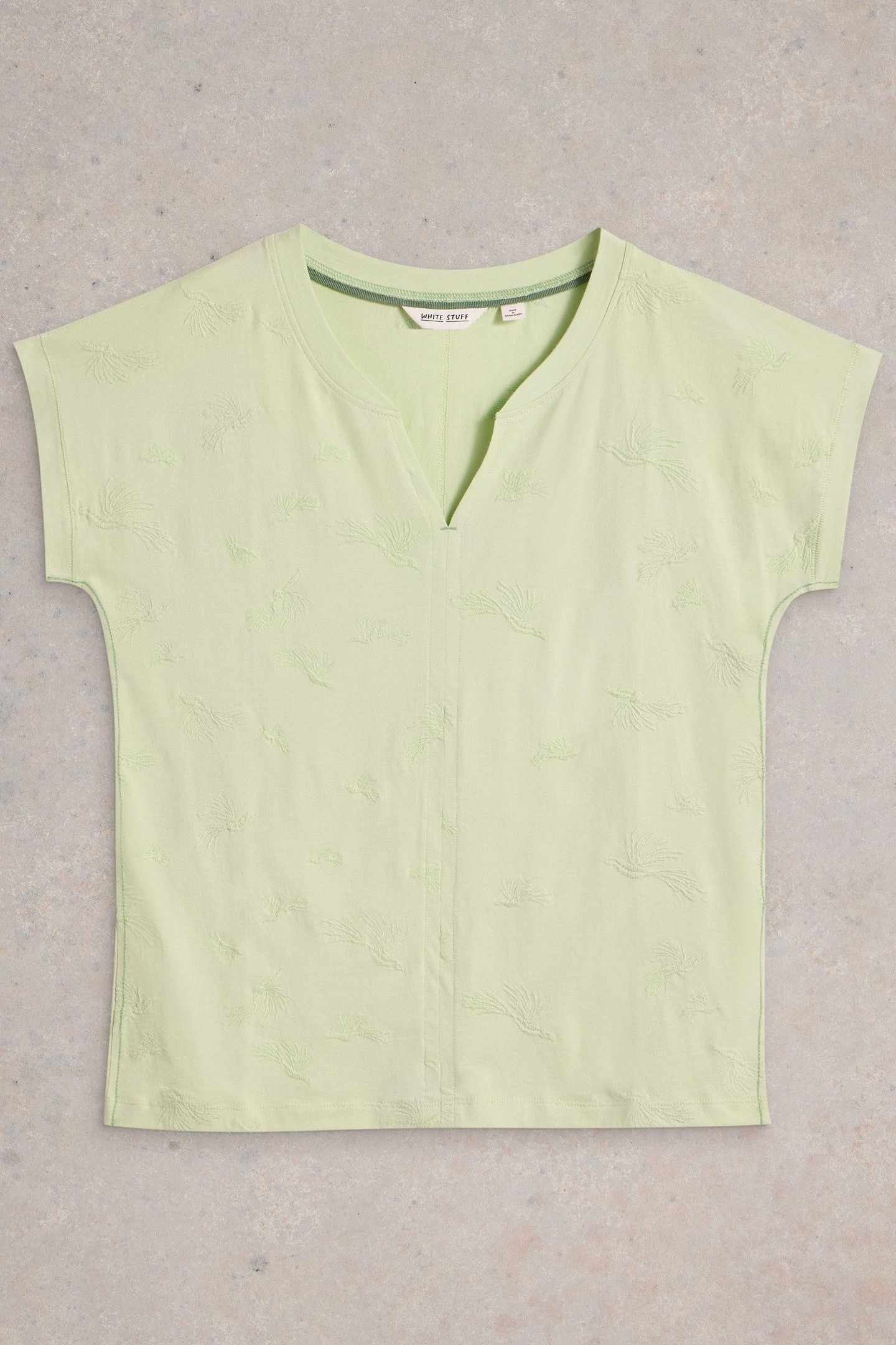 NELLY NOTCH EMBROIDERED TEE LIGHT GREEN 3