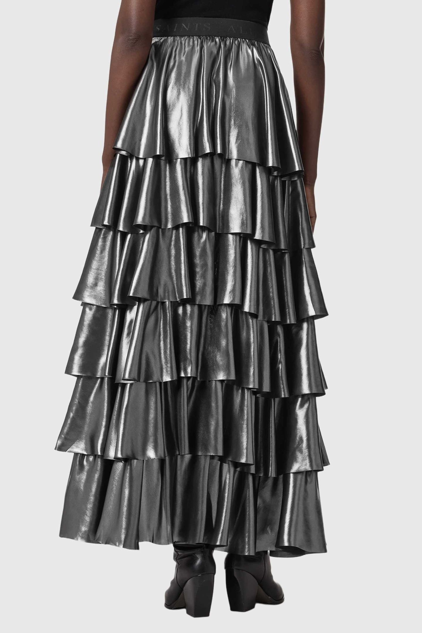 CAVARLY MAXI SKIRT METALLIC SILVER 5
