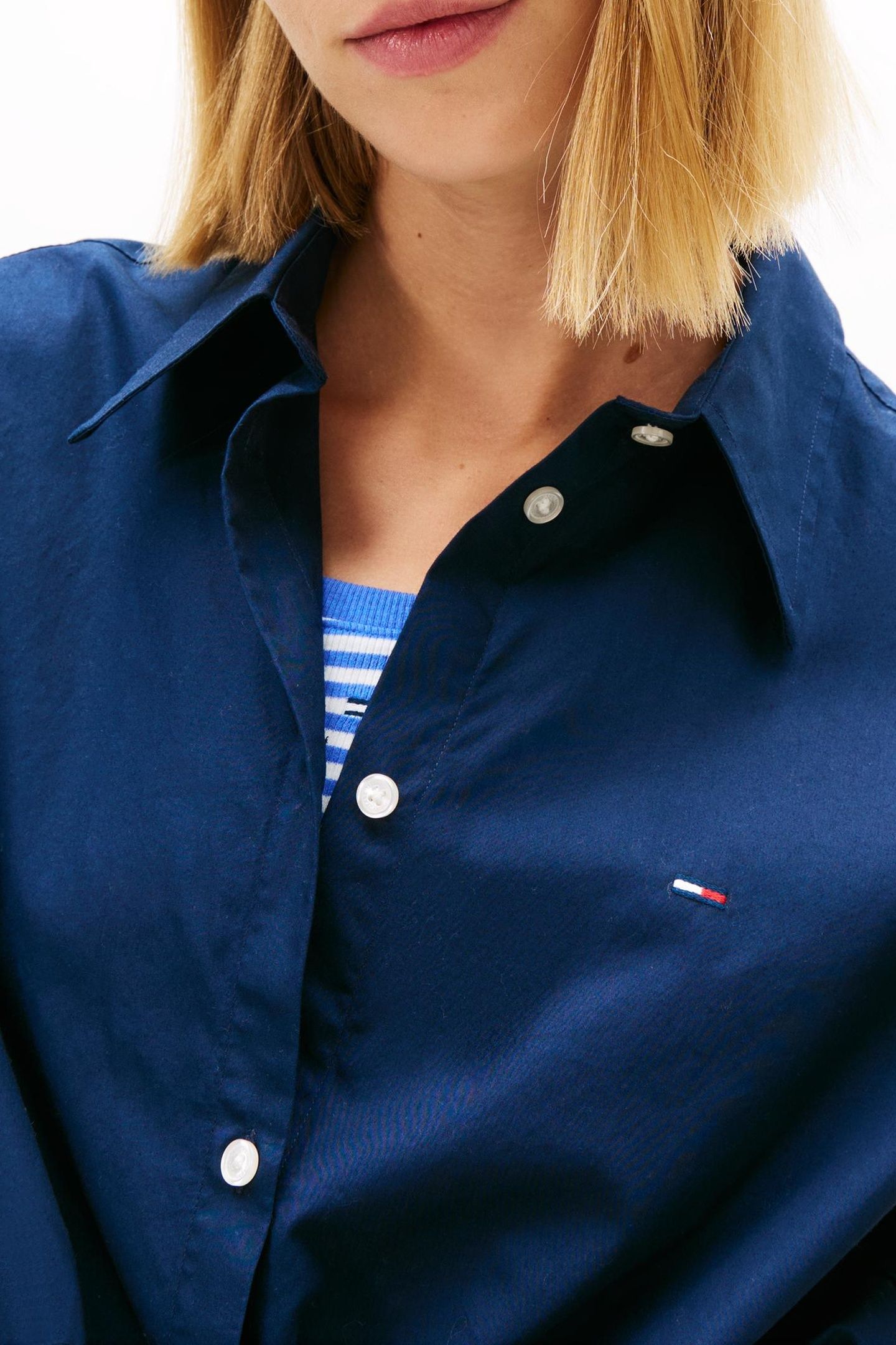 TIE FRONT POPLIN DARK NIGHT NAVY 4