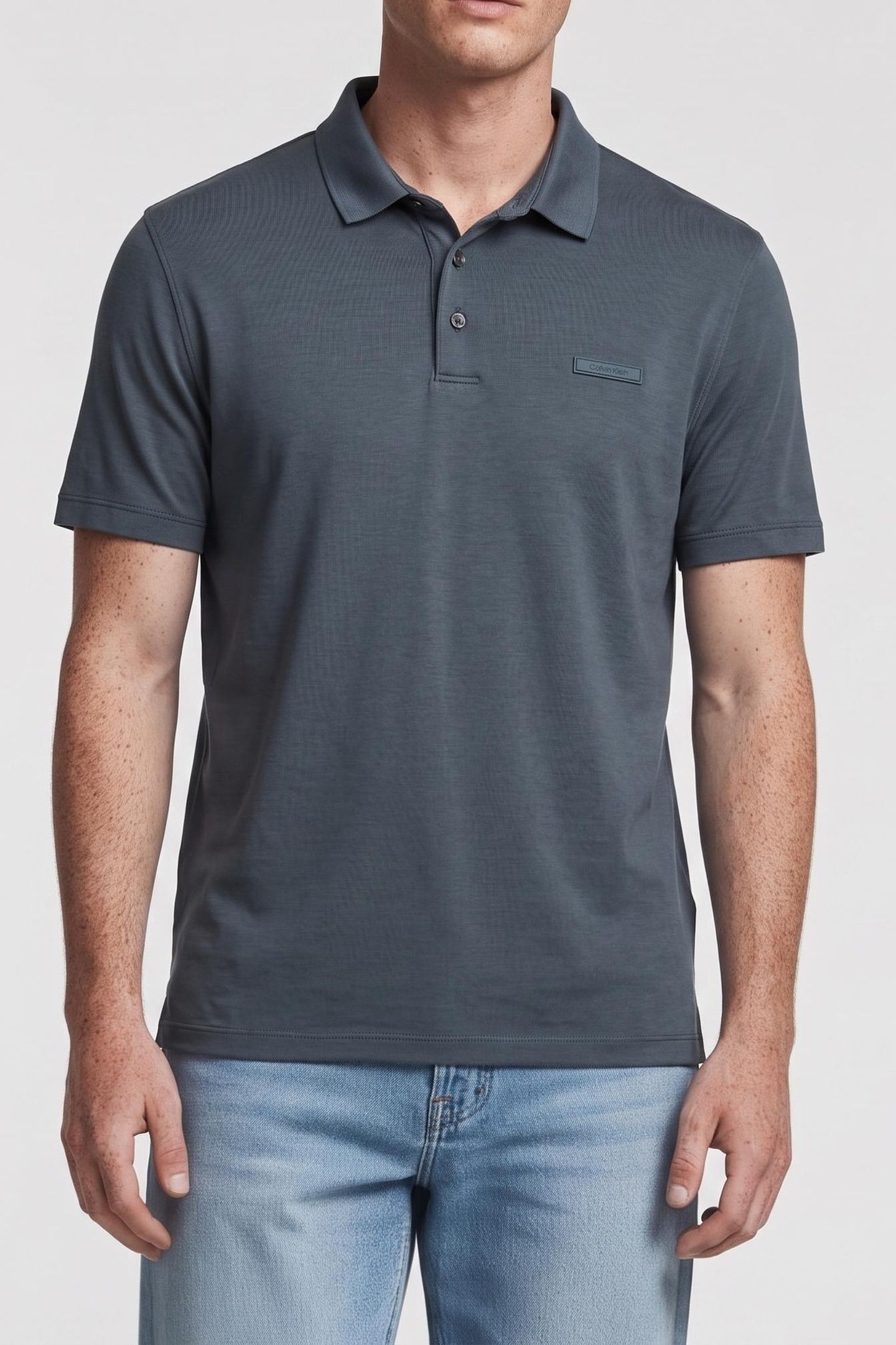 SS SLIM SUPIMA LOGO POLO DARK SLATE 1