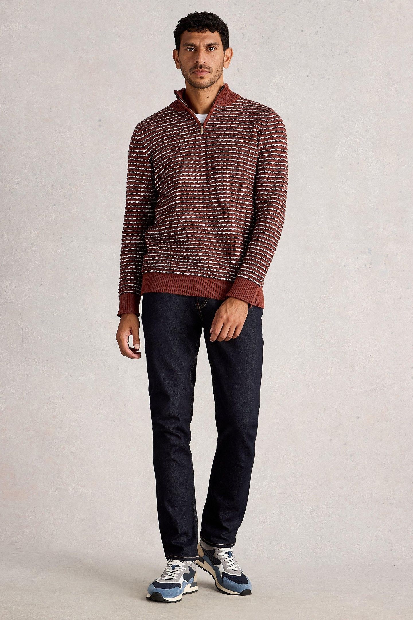 TEXTURED STRIPE FUNNEL RED MULTI 2
