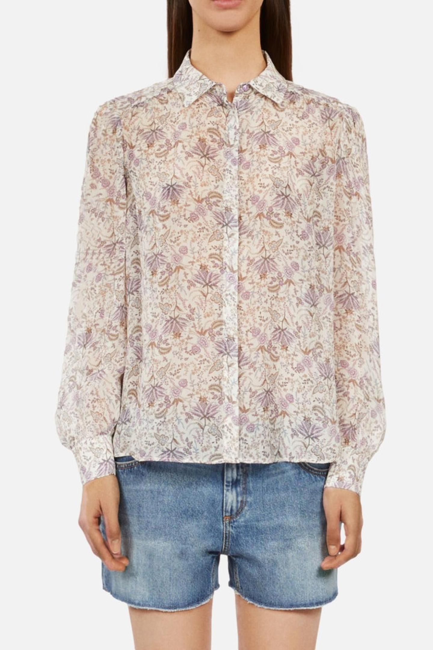 LONG-SLEEVED SHIRT WITH CLASSIC COLLAR ECRU/MAUVECHALK 3