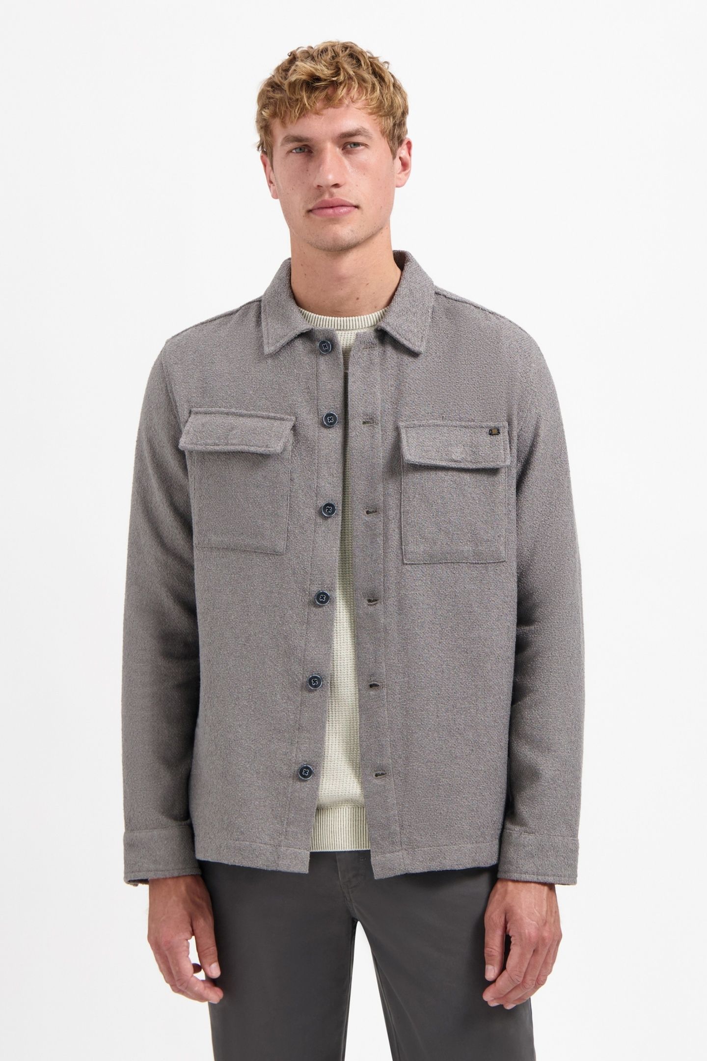 OVERSHIRT FULL BUTTON STRETCH GREY 1