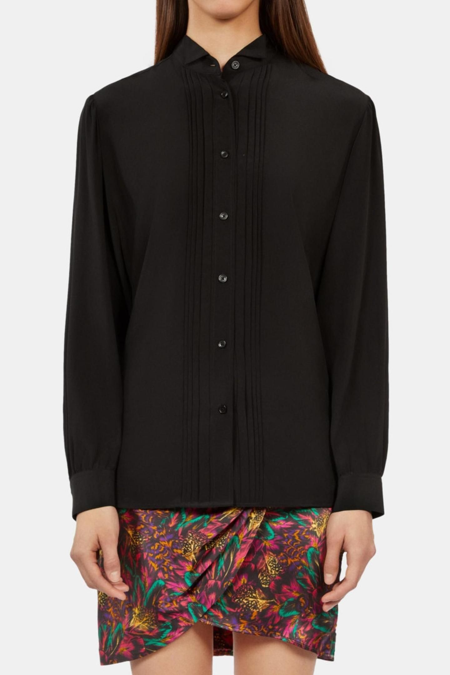 LONG-SLEEVED SHIRT WITH PLEATED DETAIL BLACK 3