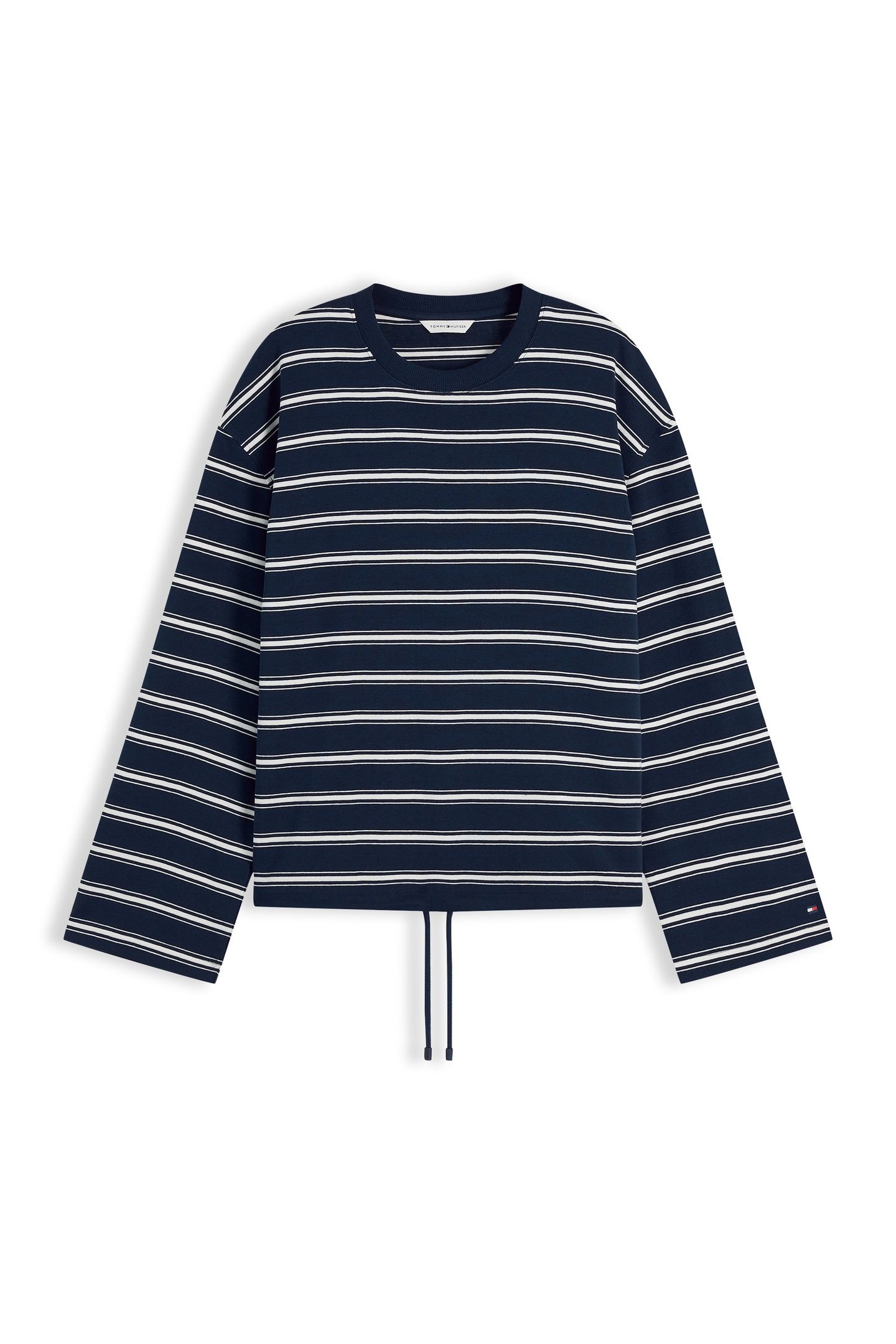 STRIPE DRAWSTRING HEM LONG SLEEVE T-SHIRT MULTI DARK NIGHT N 4