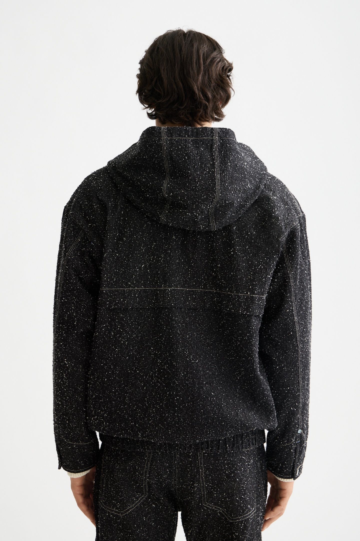 HOODED DENIM JACKET — BLACK SNOW 3