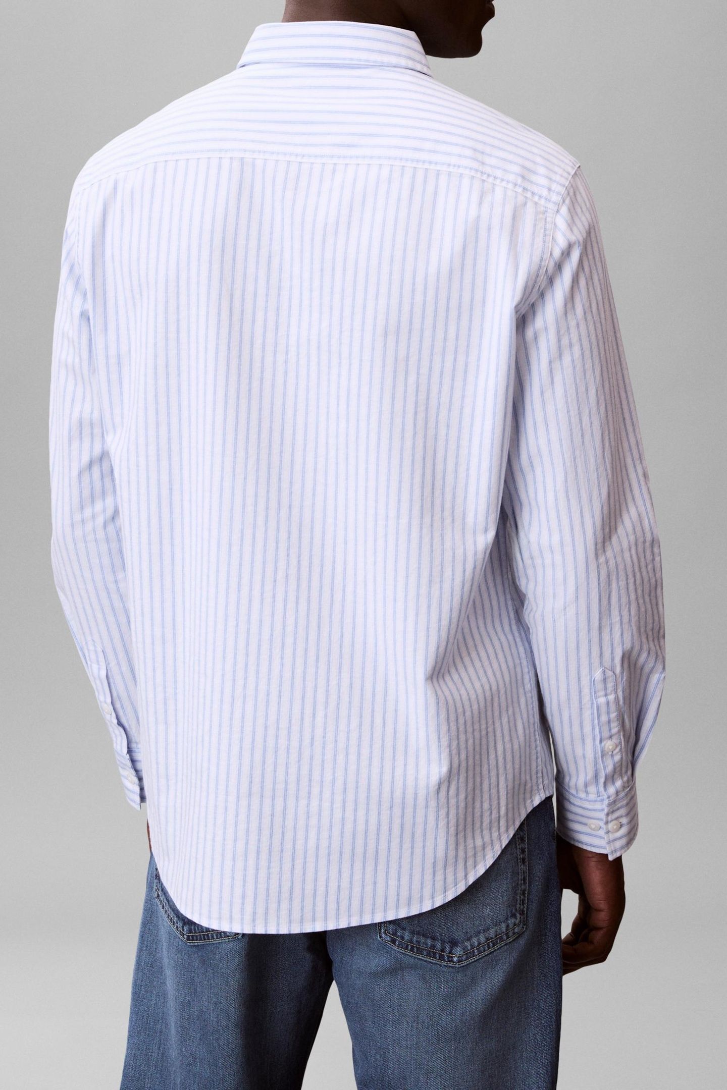 LONG SLEEVE YARN-DYED STRIPE OXFORD BLUE DESCENT 3
