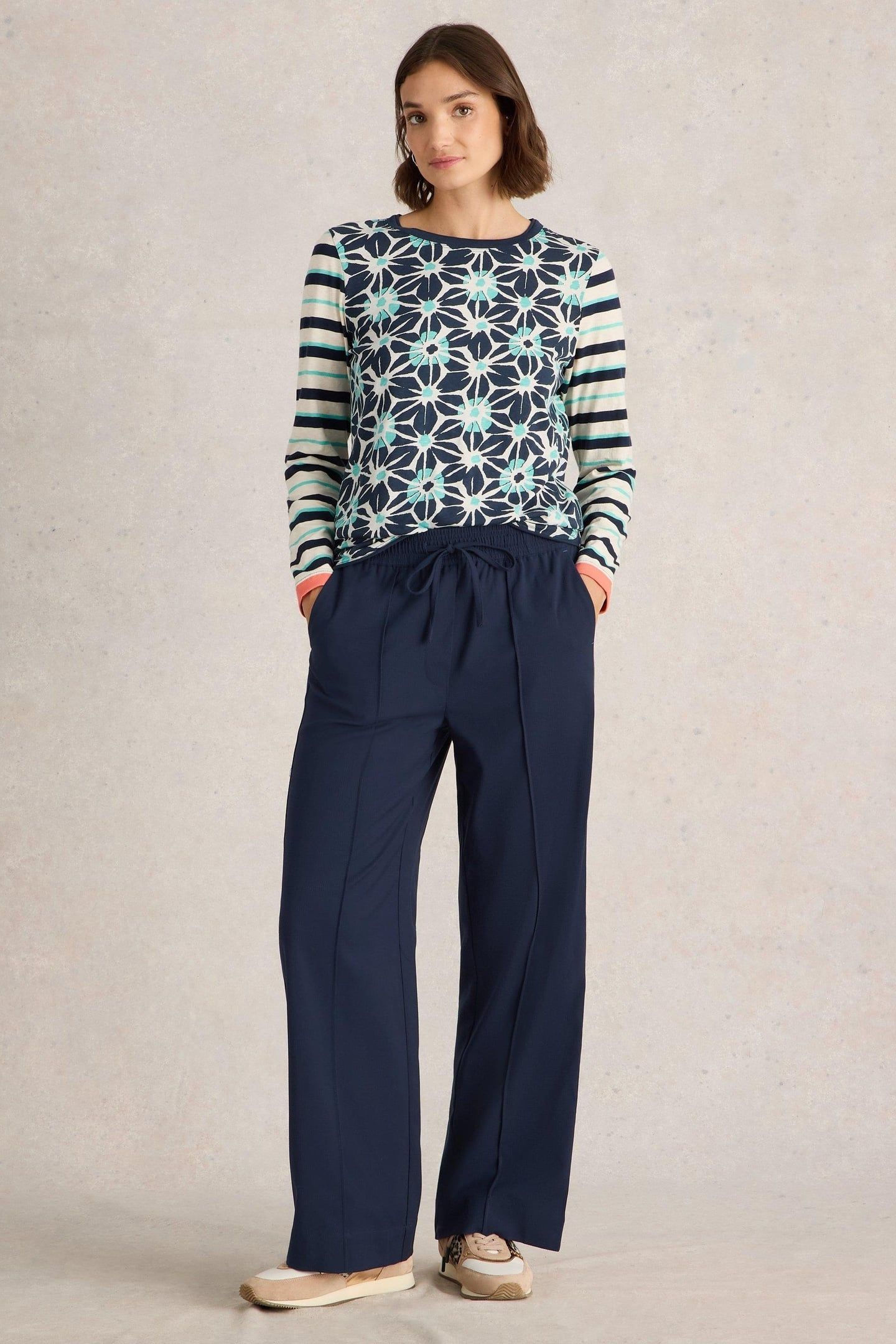 FREDA WIDE LEG TROUSER DARK NAVY 1