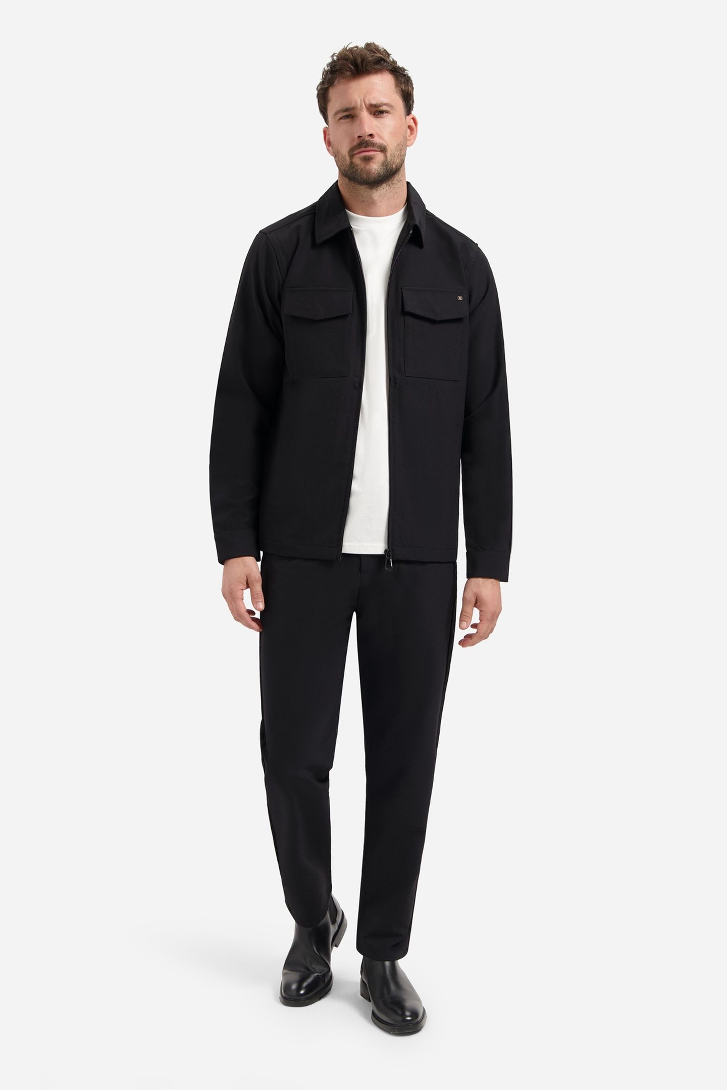 OVERSHIRT FULL ZIPPER STRETCH SEDOC BLACK 1