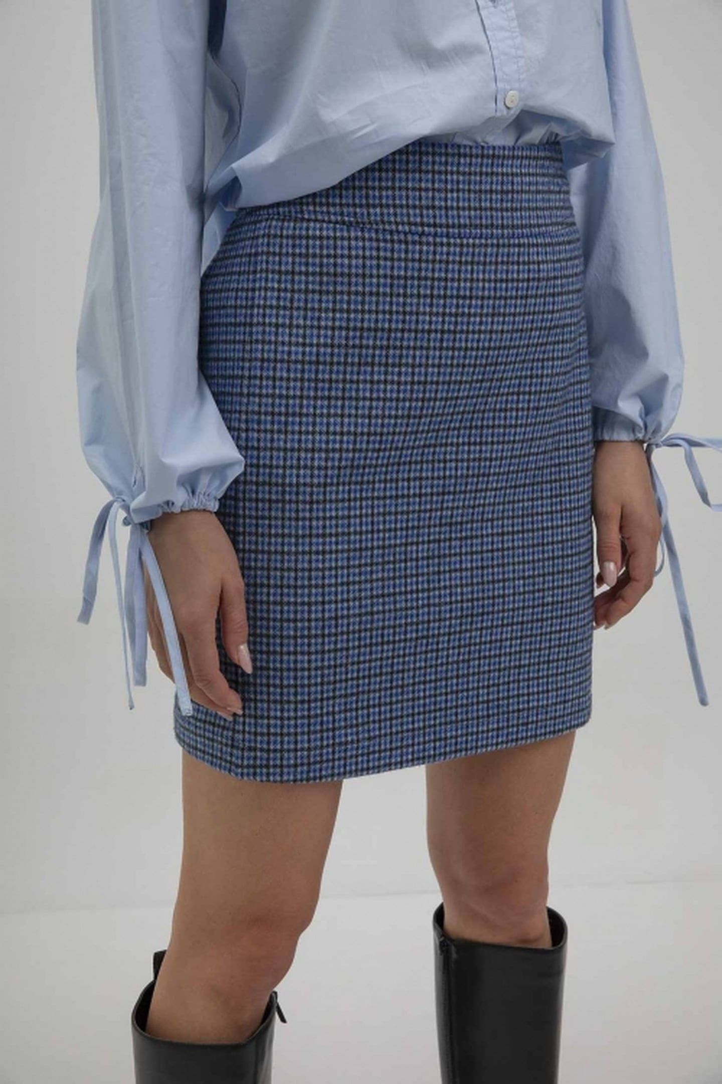 SIL SKIRT NAVY CHECK 3