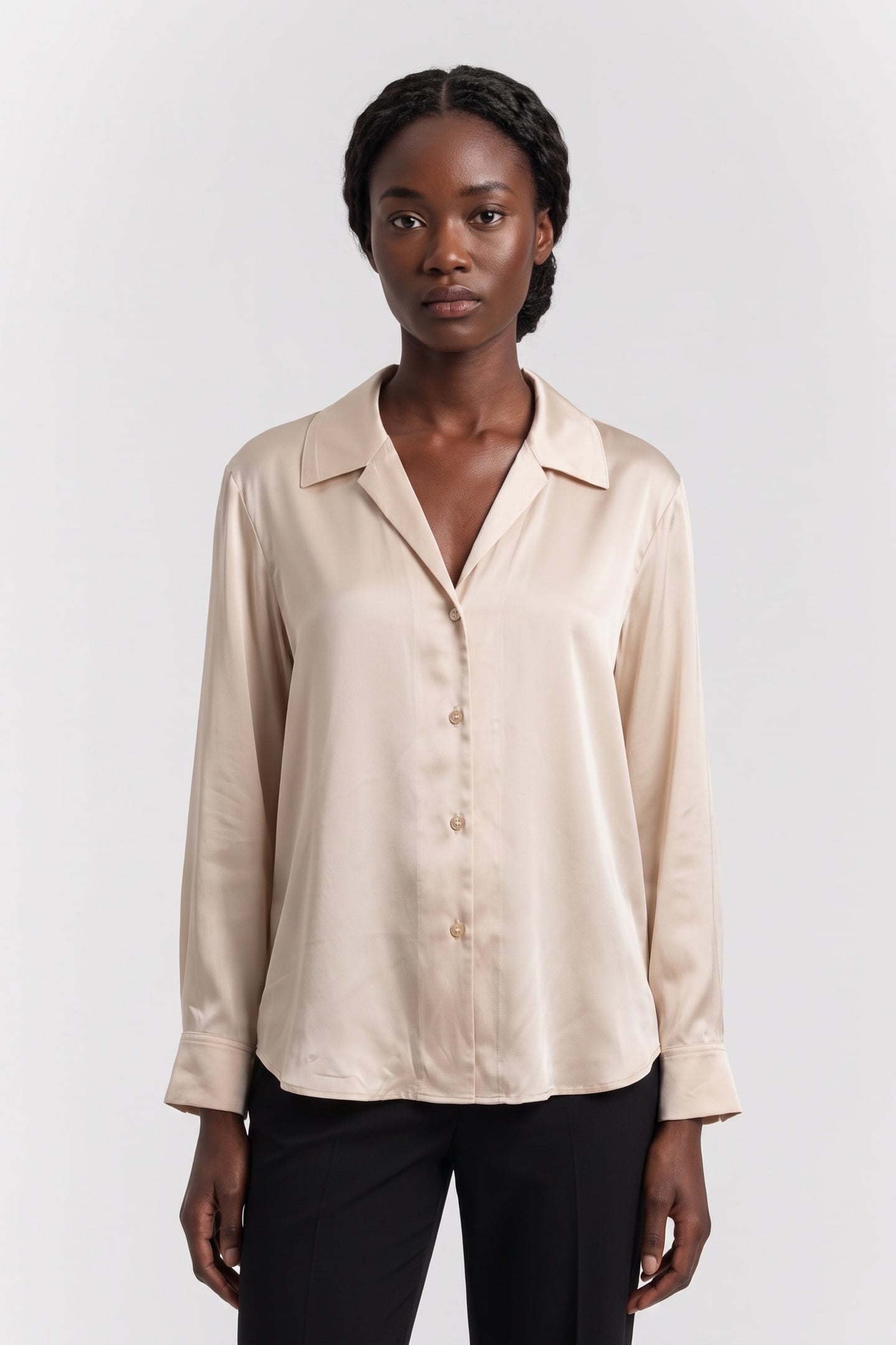 LEMMY SATIN SILK SHIRT BEIGE 1