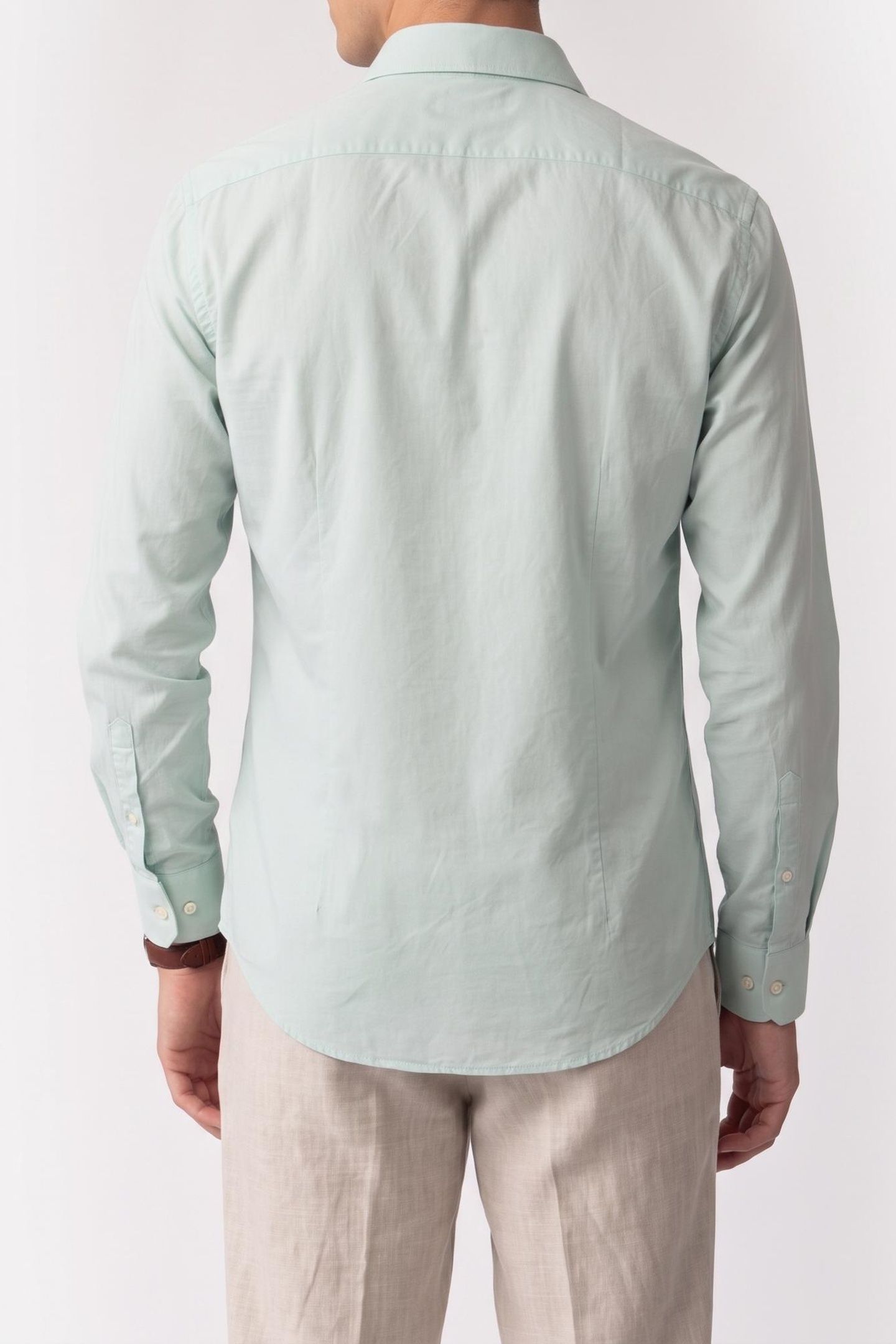 SLIM STRIPED STRAIGHT SHIRT SAGE 2