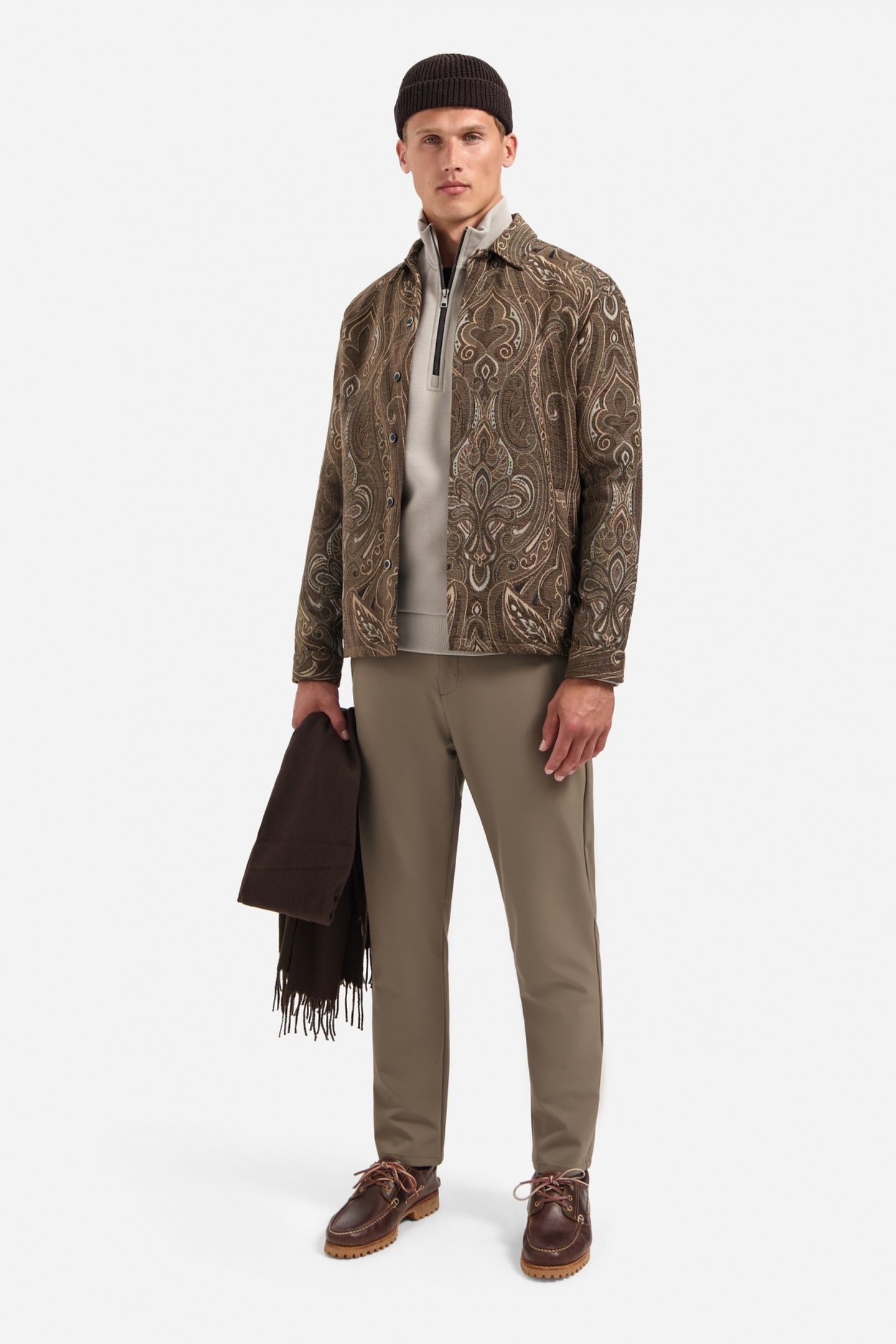 OVERSHIRT BUTTONS FANCY JACQUARD BROWN 2