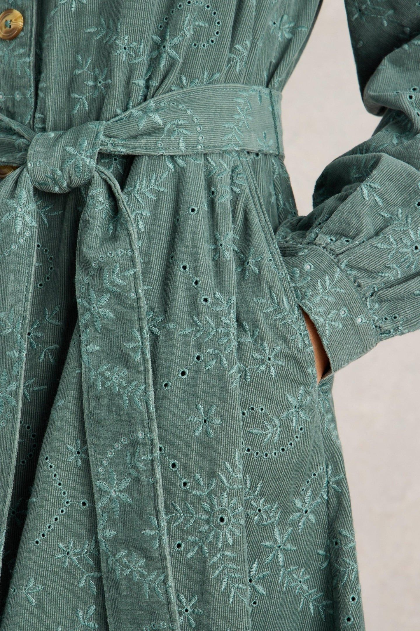 FLORENCE CORD DRESS DUSTY GREEN 7