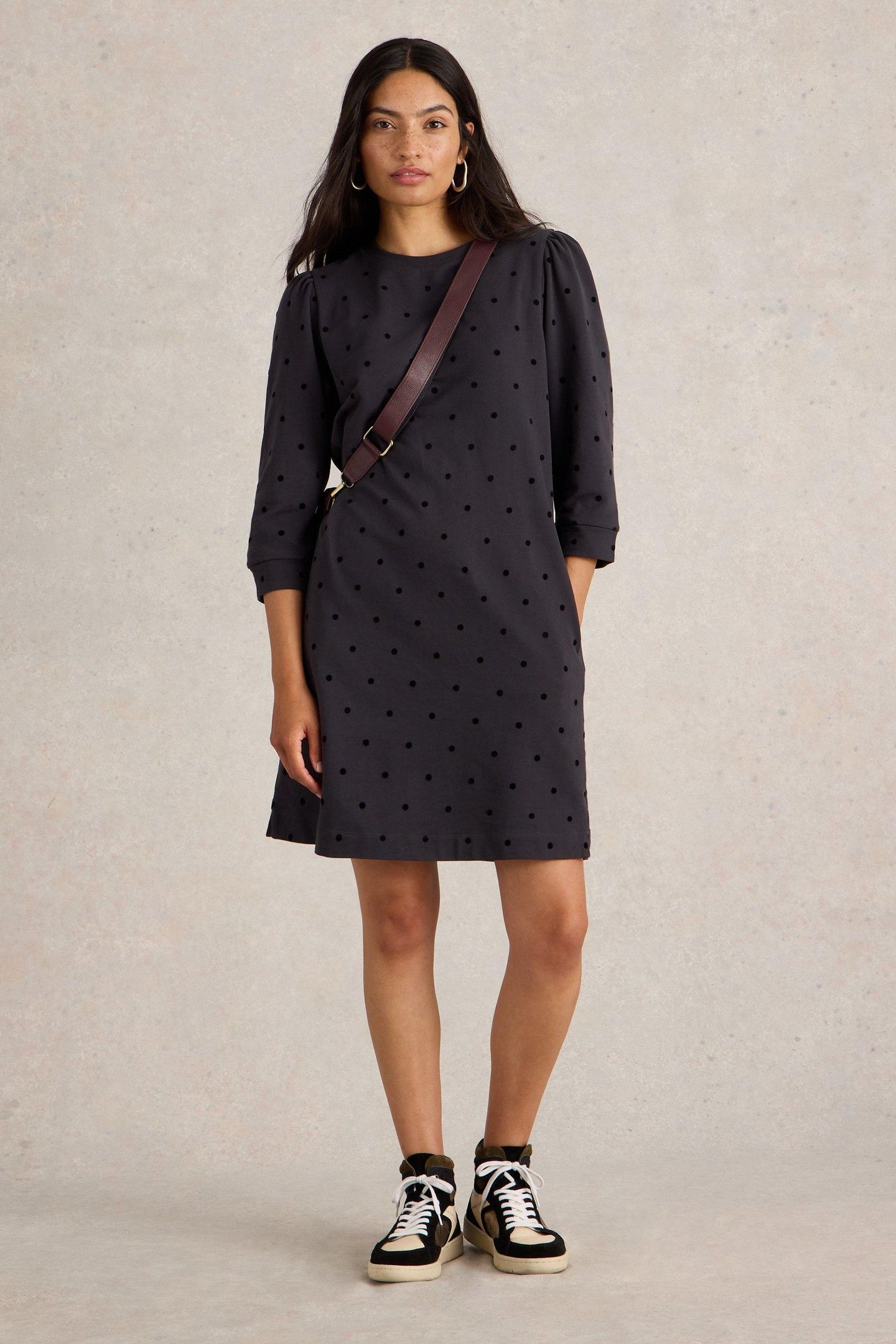 AMY FLOCK JERSEY DRESS GREY MULTI 2