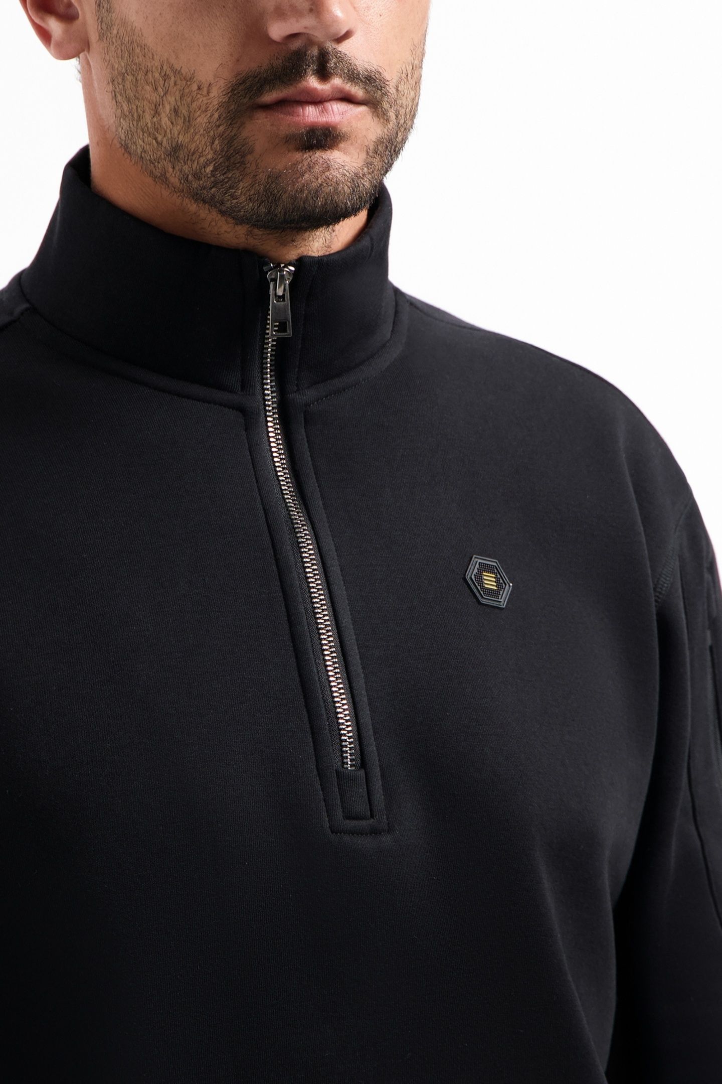 SWEATER HALF ZIP BRUSHED BLACK 7