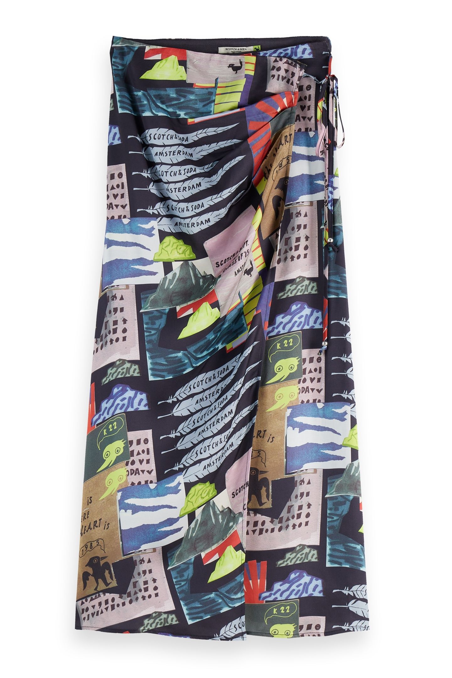 HIGH RISE MIDI WRAP SKIRT ART DEPT COLLAGE MULTICOLOR 3