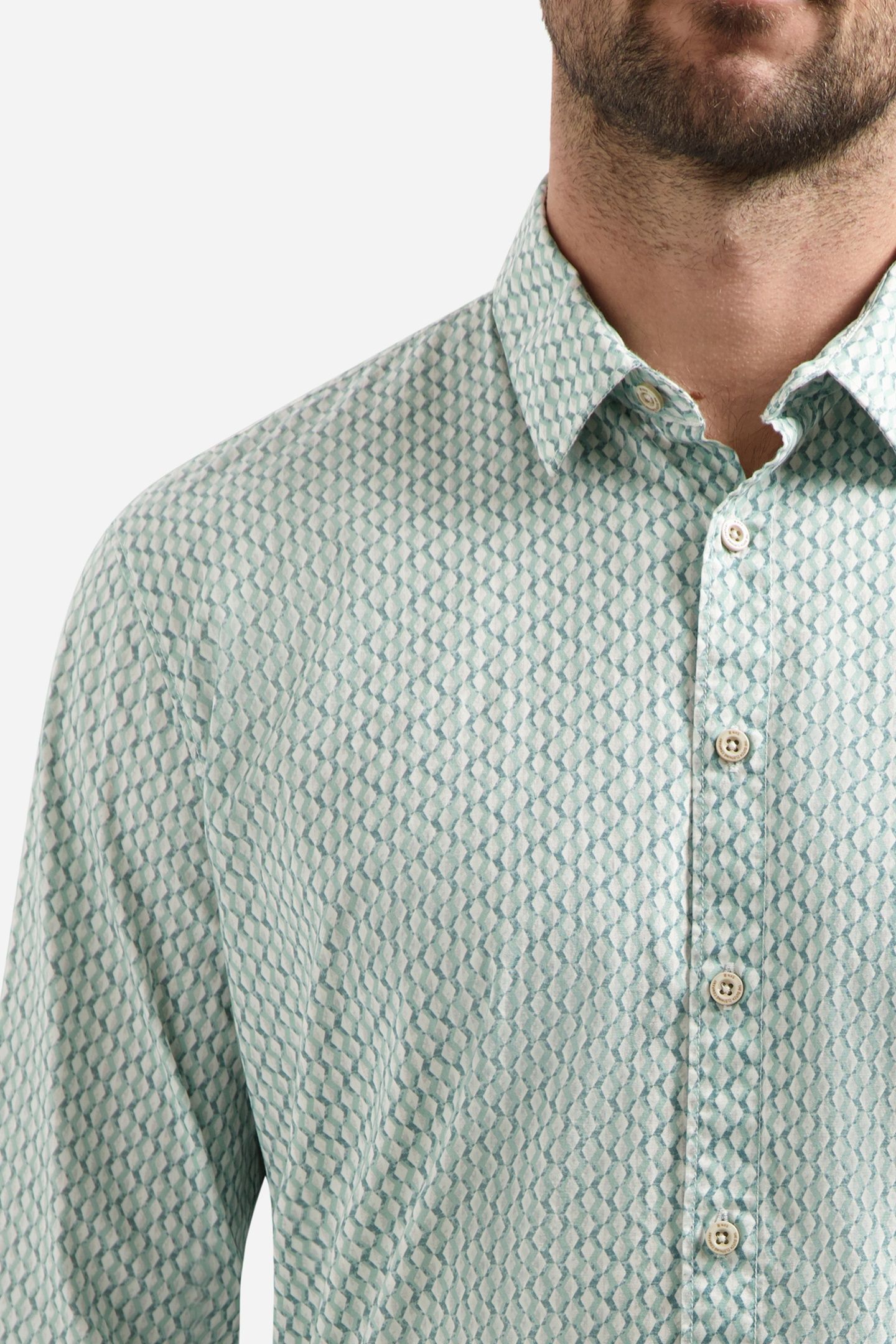 SHIRT STRETCH ALLOVER PRINTED SEABLUE 7