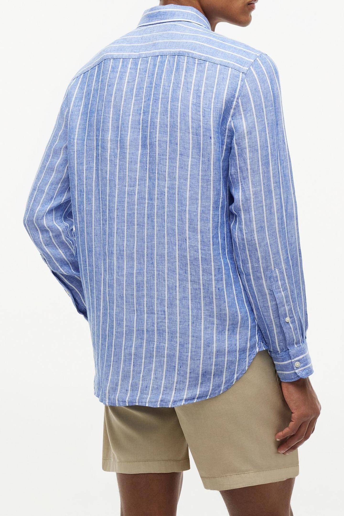 LINEN TEXTURED STRIPE SHIRT REGAL BLUE/STRIPE 2