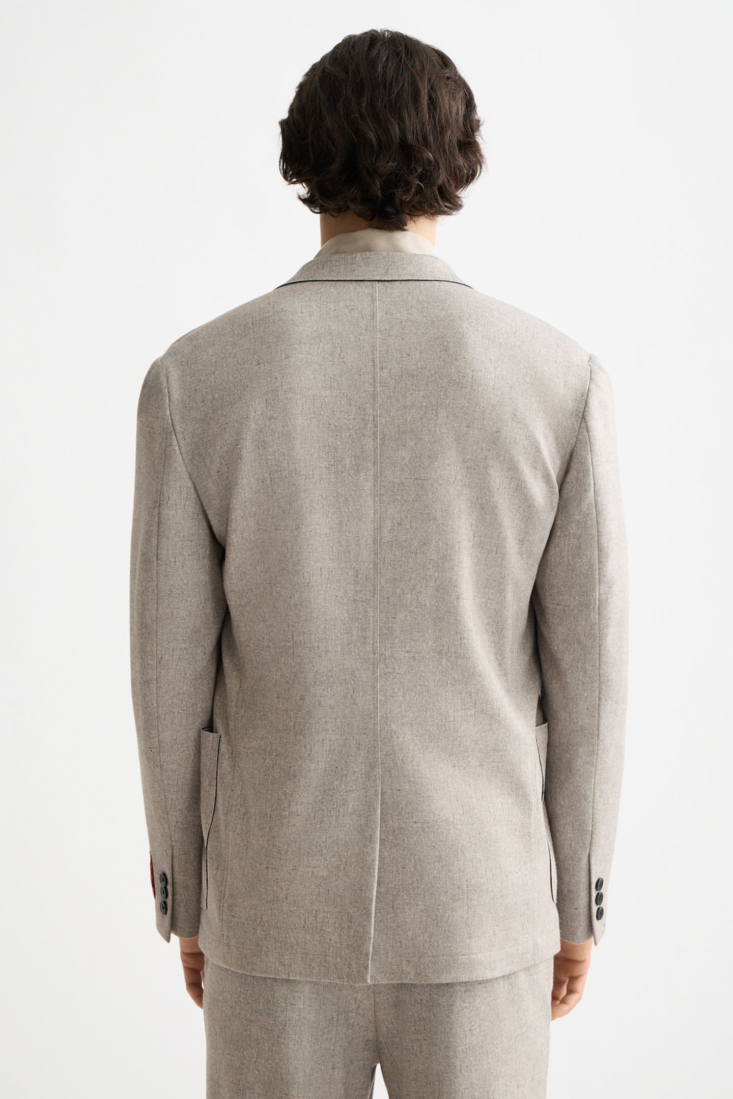 UNCONSTRUCTED MELANGE JERSEY RELAXED FIT BLAZER PLAZA TAUPE 2