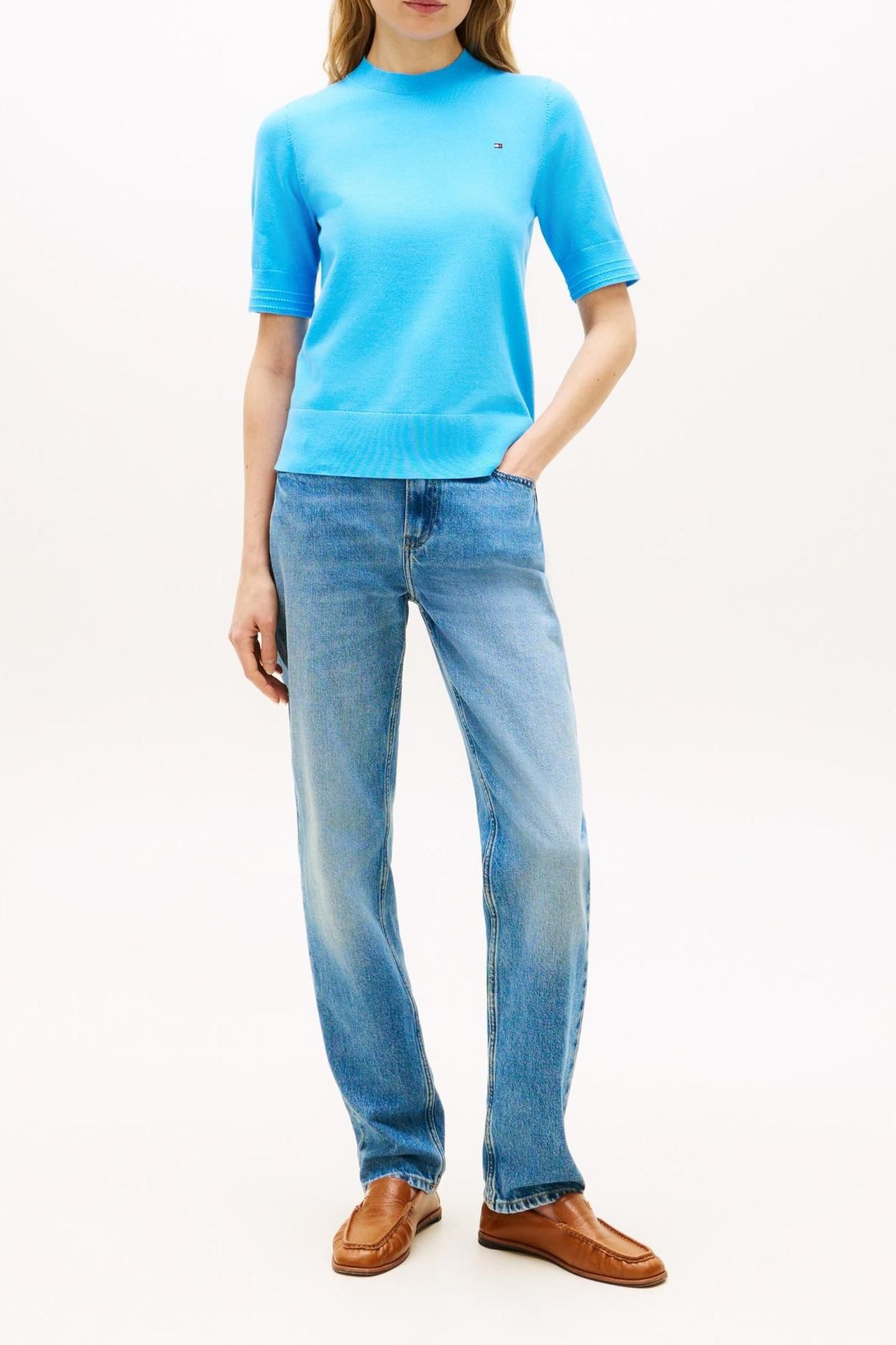 COTTON JERSEY FINE C-NECK FRIGID BLUE 1