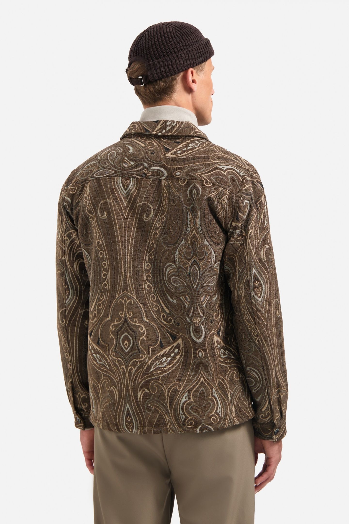 OVERSHIRT BUTTONS FANCY JACQUARD BROWN 3