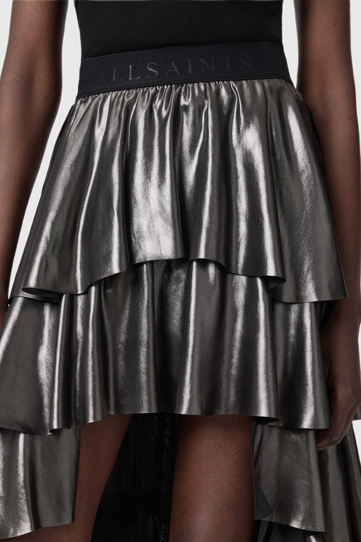 CAVARLY MAXI SKIRT METALLIC SILVER 7